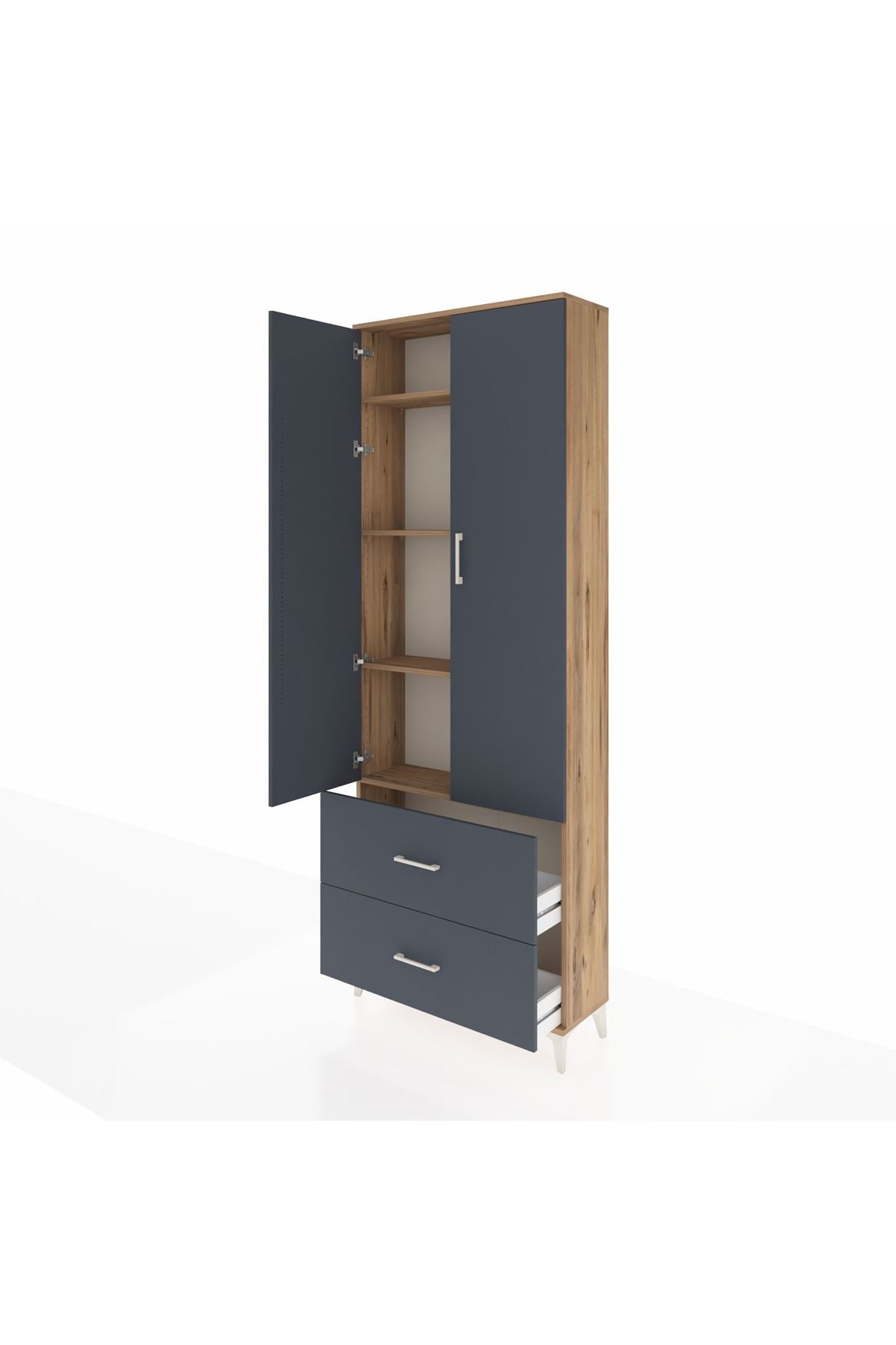 Arges Dolap 4 Raflı 2 Çekmeceli 2 Kapaklı 88x30x243 - S33M131V8A