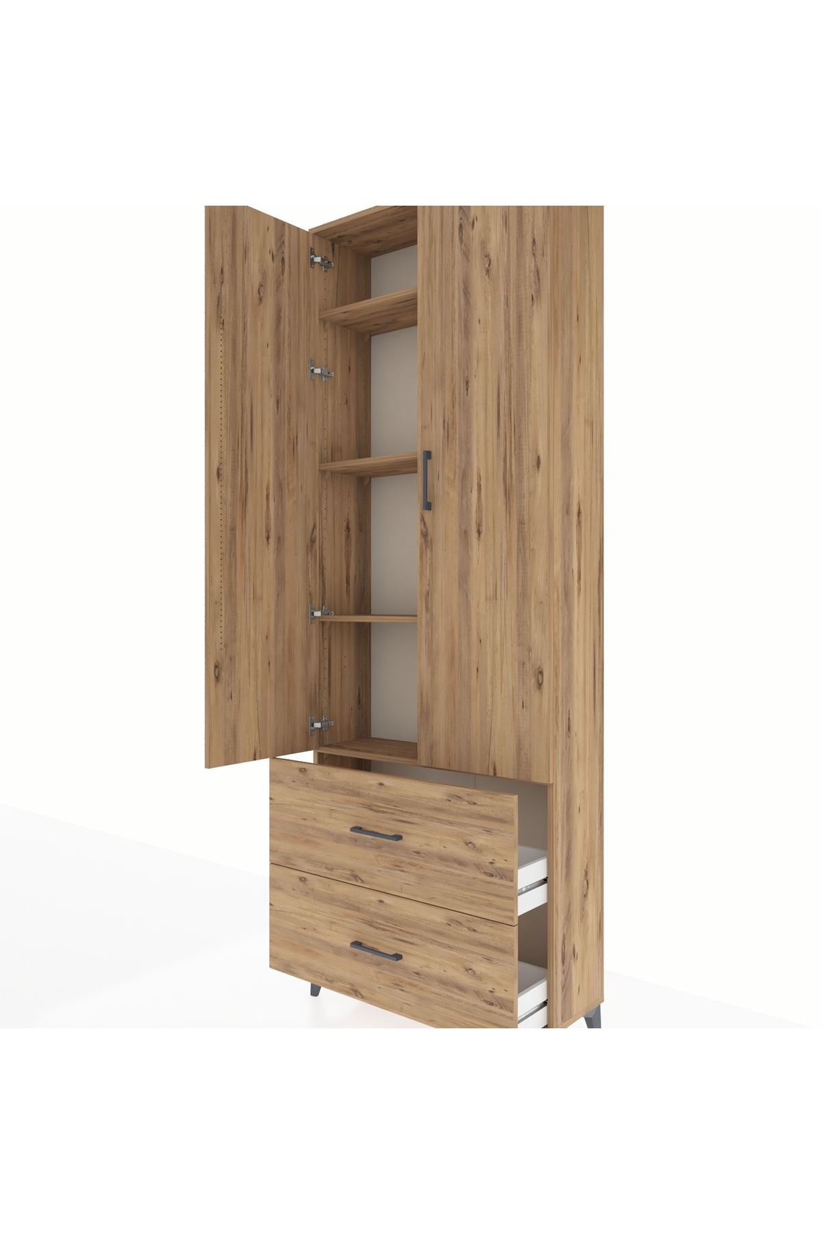 Arges Dolap 4 Raflı 2 Çekmeceli 2 Kapaklı 88x30x243 - S33M131V9A