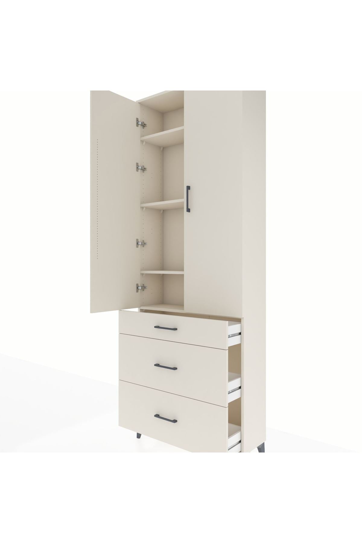 Arges Dolap 4 Raflı 3 Çekmeceli 2 Kapaklı 88x30x243 - S33M133V1A