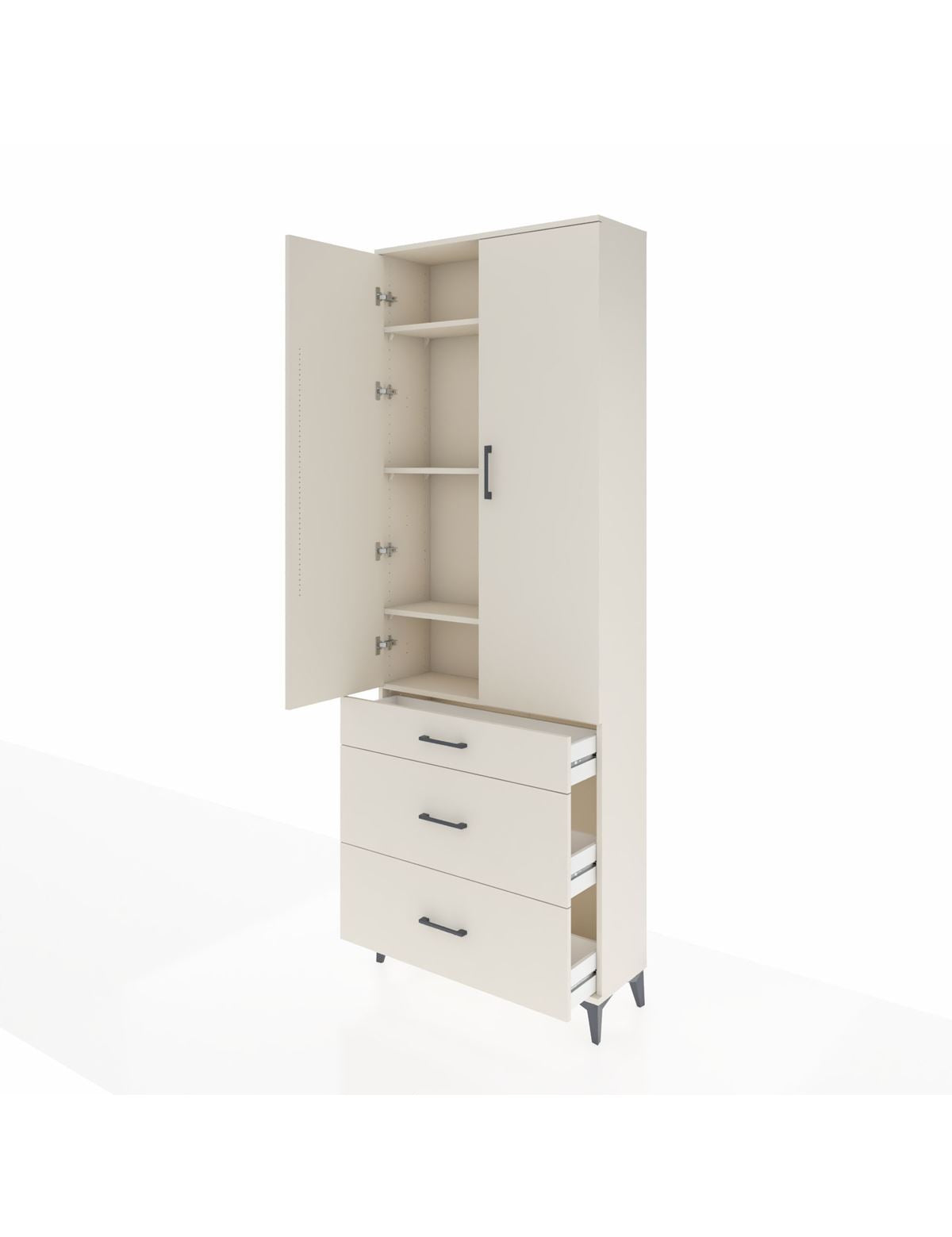 Arges Dolap 4 Raflı 3 Çekmeceli 2 Kapaklı 88x30x243 - S33M133V1A