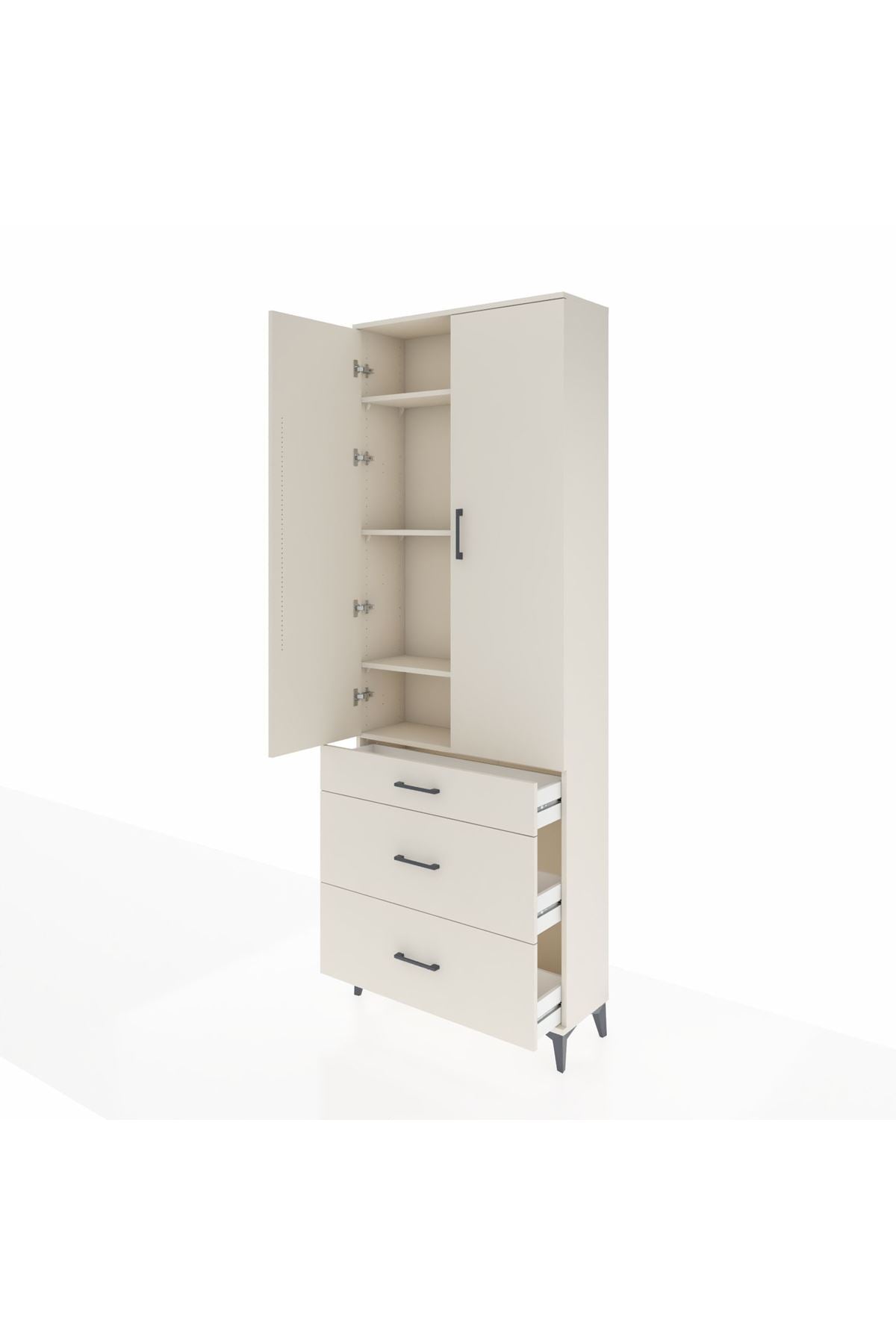 Arges Dolap 4 Raflı 3 Çekmeceli 2 Kapaklı 88x30x243 - S33M133V1A