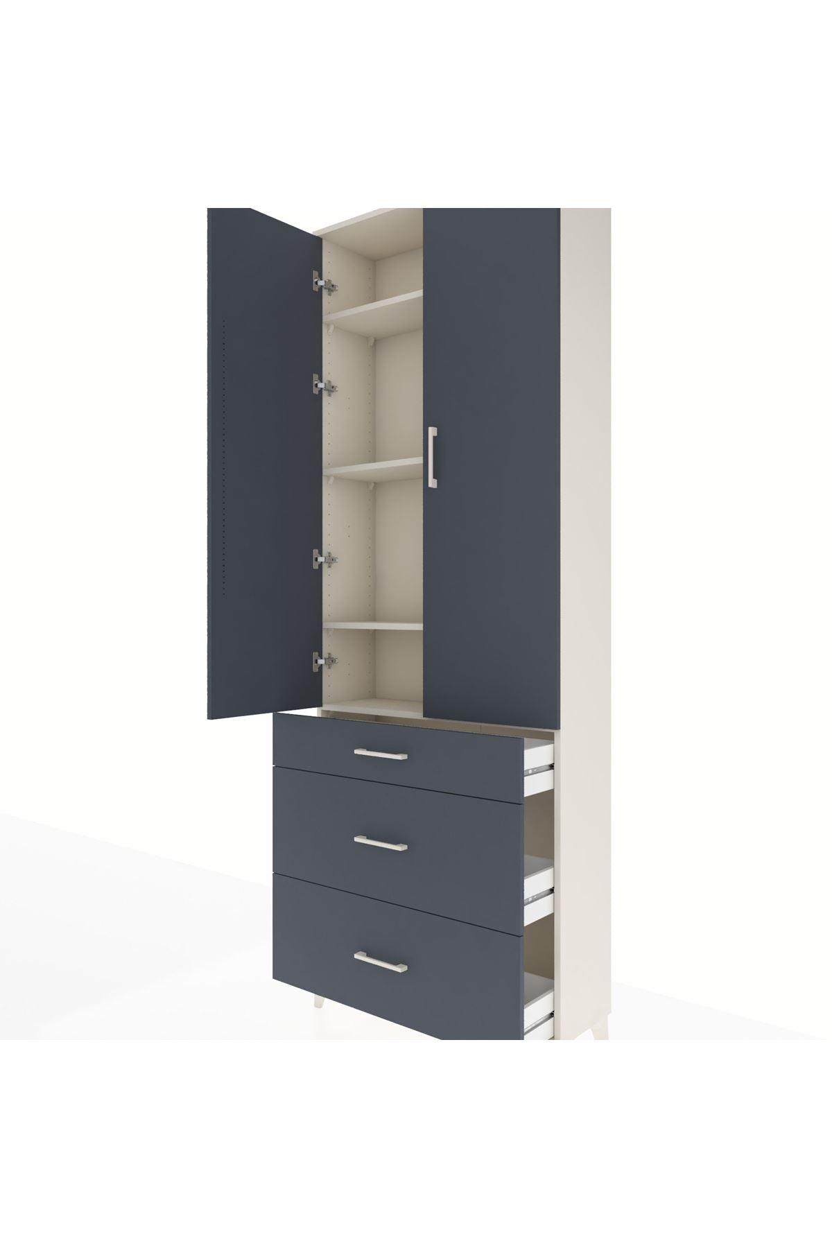 Arges Dolap 4 Raflı 3 Çekmeceli 2 Kapaklı 88x30x243 - S33M133V2A