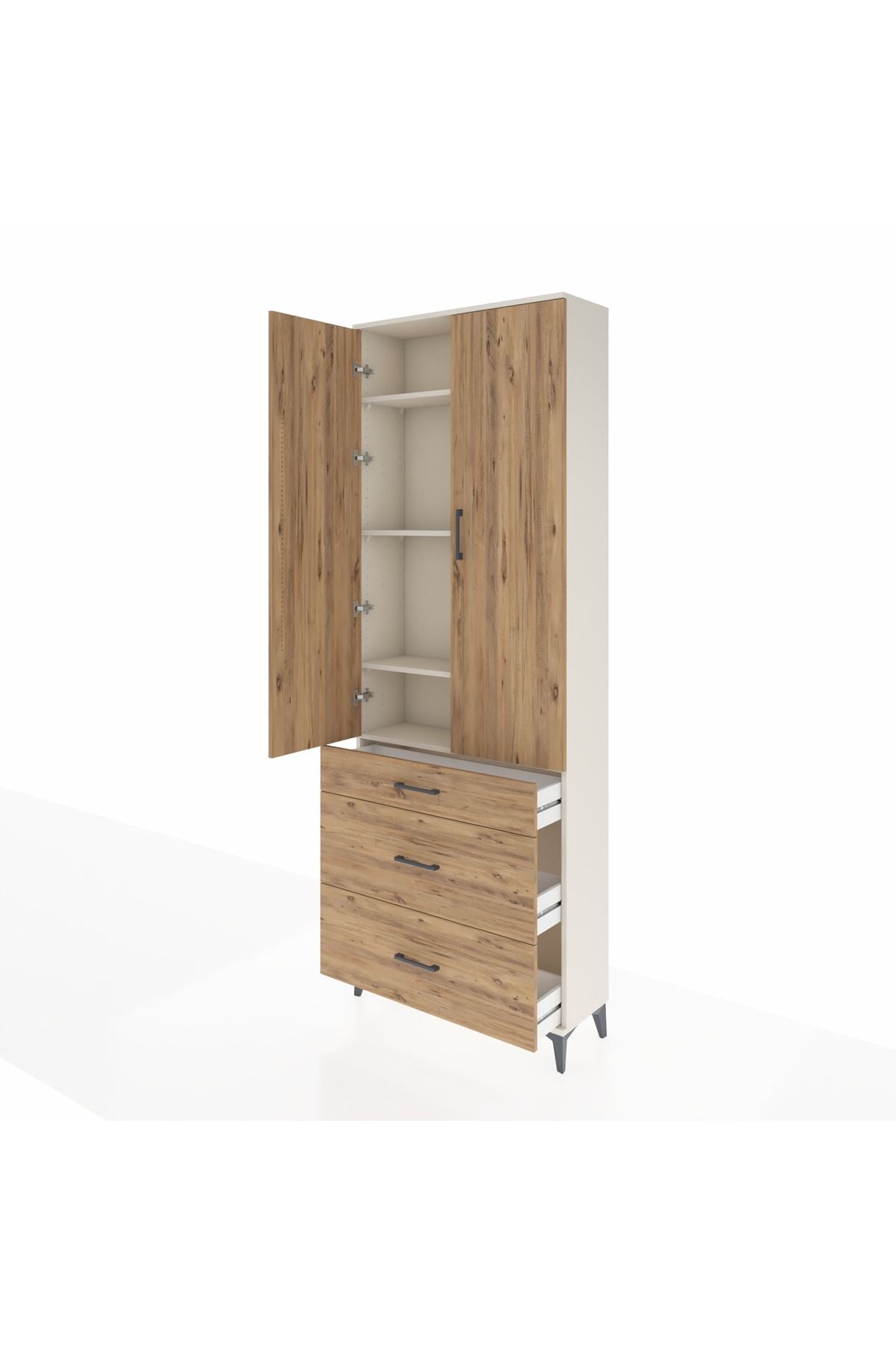 Arges Dolap 4 Raflı 3 Çekmeceli 2 Kapaklı 88x30x243 - S33M133V3A