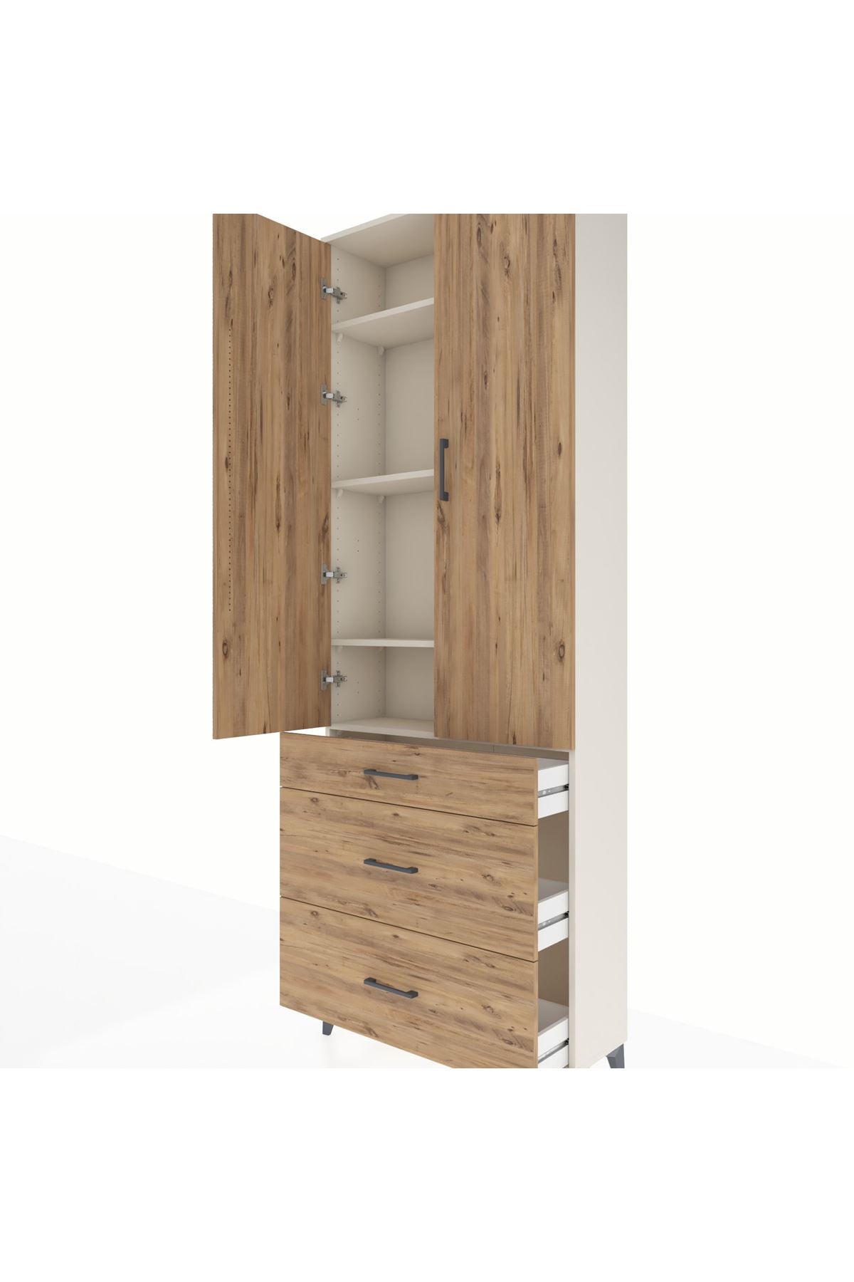 Arges Dolap 4 Raflı 3 Çekmeceli 2 Kapaklı 88x30x243 - S33M133V3A