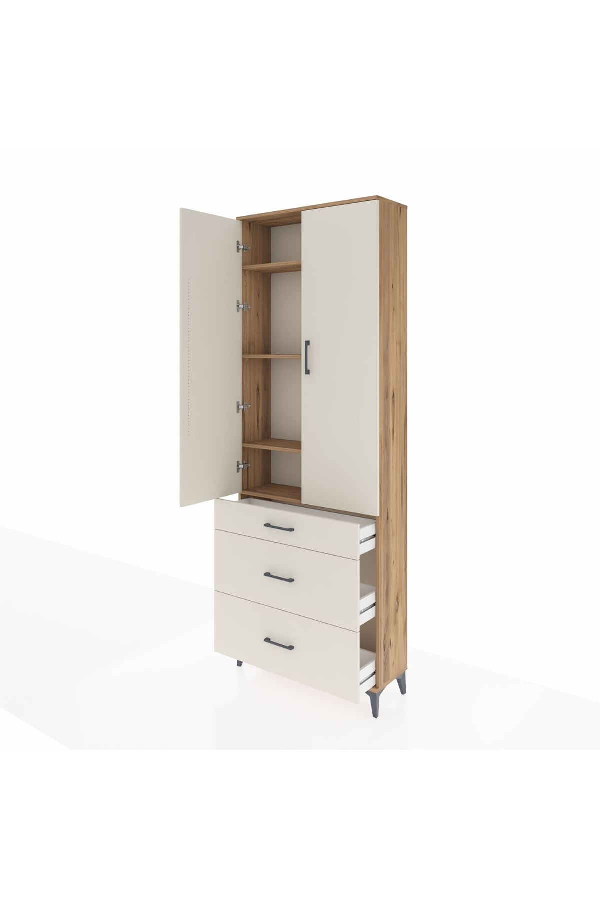 Arges Dolap 4 Raflı 3 Çekmeceli 2 Kapaklı 88x30x243 - S33M133V7A