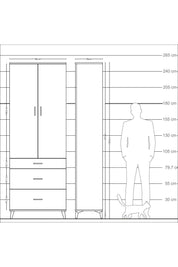 Arges Dolap 4 Raflı 3 Çekmeceli 2 Kapaklı 88x30x243 - S33M133V7A