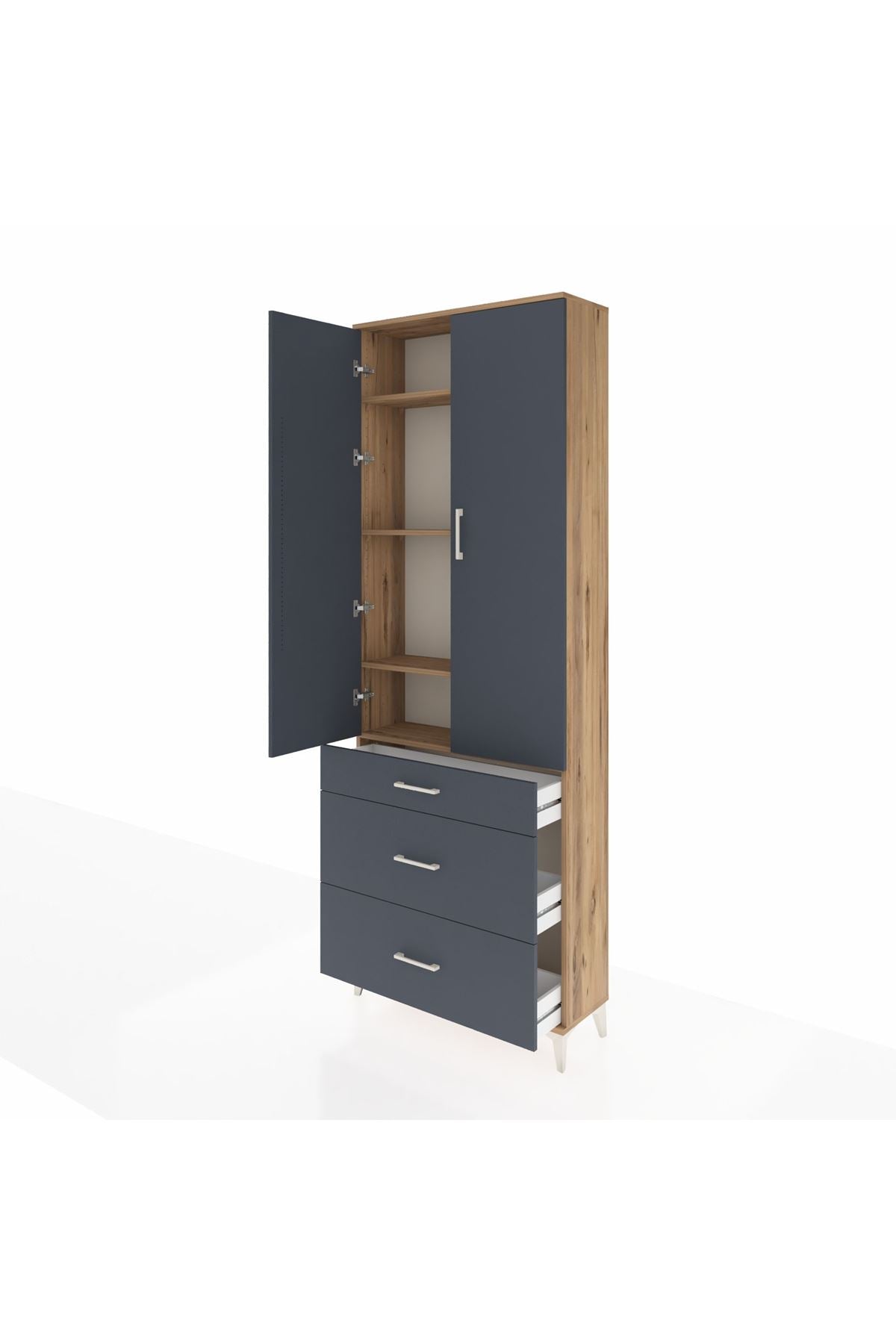 Arges Dolap 4 Raflı 3 Çekmeceli 2 Kapaklı 88x30x243 - S33M133V8A