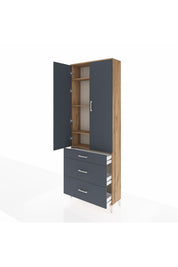 Arges Dolap 4 Raflı 3 Çekmeceli 2 Kapaklı 88x30x243 - S33M133V8A