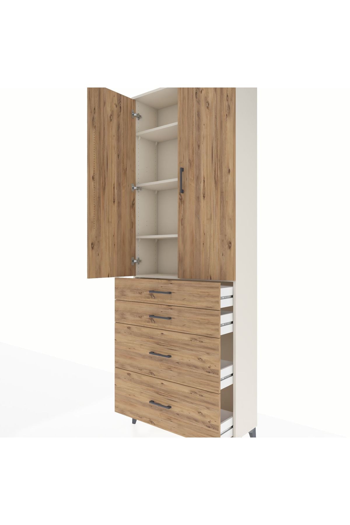 Arges Dolap 4 Raflı 4 Çekmeceli 2 Kapaklı 88x30x243 - S33M135V3A