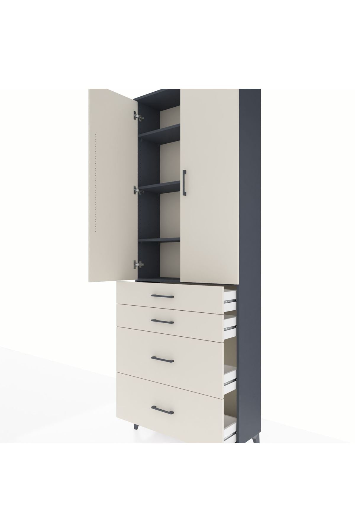 Arges Dolap 4 Raflı 4 Çekmeceli 2 Kapaklı 88x30x243 - S33M135V4A