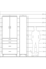 Arges Dolap 4 Raflı 4 Çekmeceli 2 Kapaklı 88x30x243 - S33M135V5A