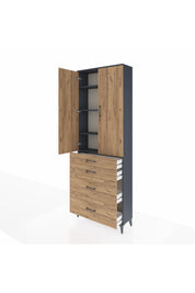 Arges Dolap 4 Raflı 4 Çekmeceli 2 Kapaklı 88x30x243 - S33M135V6A