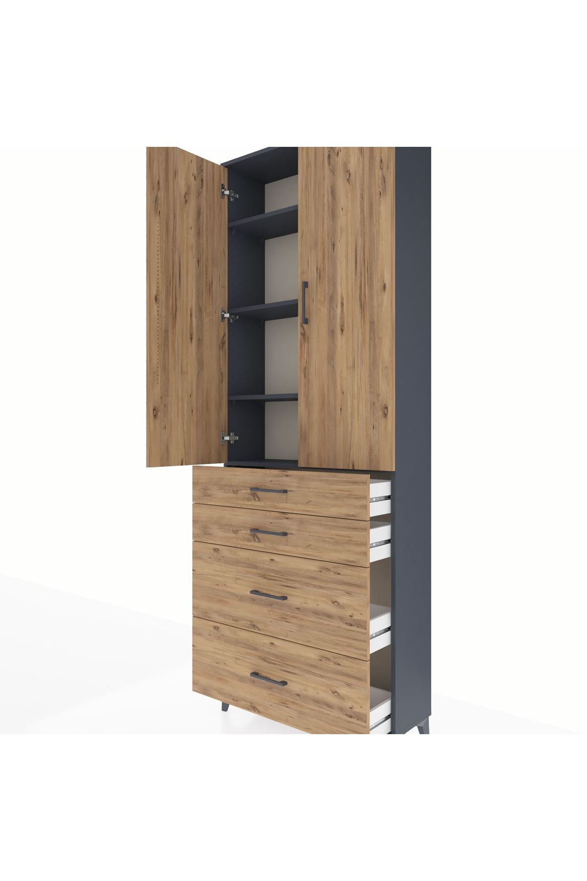 Arges Dolap 4 Raflı 4 Çekmeceli 2 Kapaklı 88x30x243 - S33M135V6A