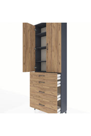 Arges Dolap 4 Raflı 4 Çekmeceli 2 Kapaklı 88x30x243 - S33M135V6A