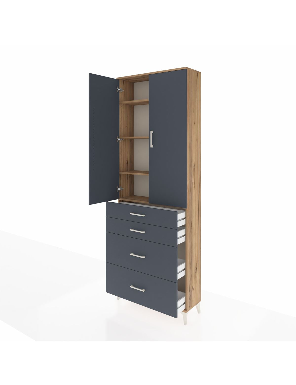 Arges Dolap 4 Raflı 4 Çekmeceli 2 Kapaklı 88x30x243 - S33M135V8A