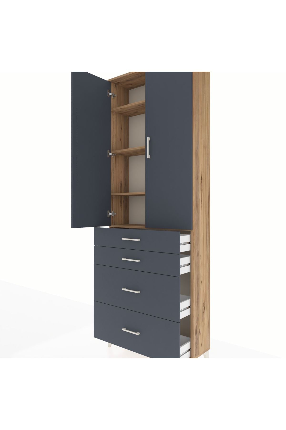 Arges Dolap 4 Raflı 4 Çekmeceli 2 Kapaklı 88x30x243 - S33M135V8A