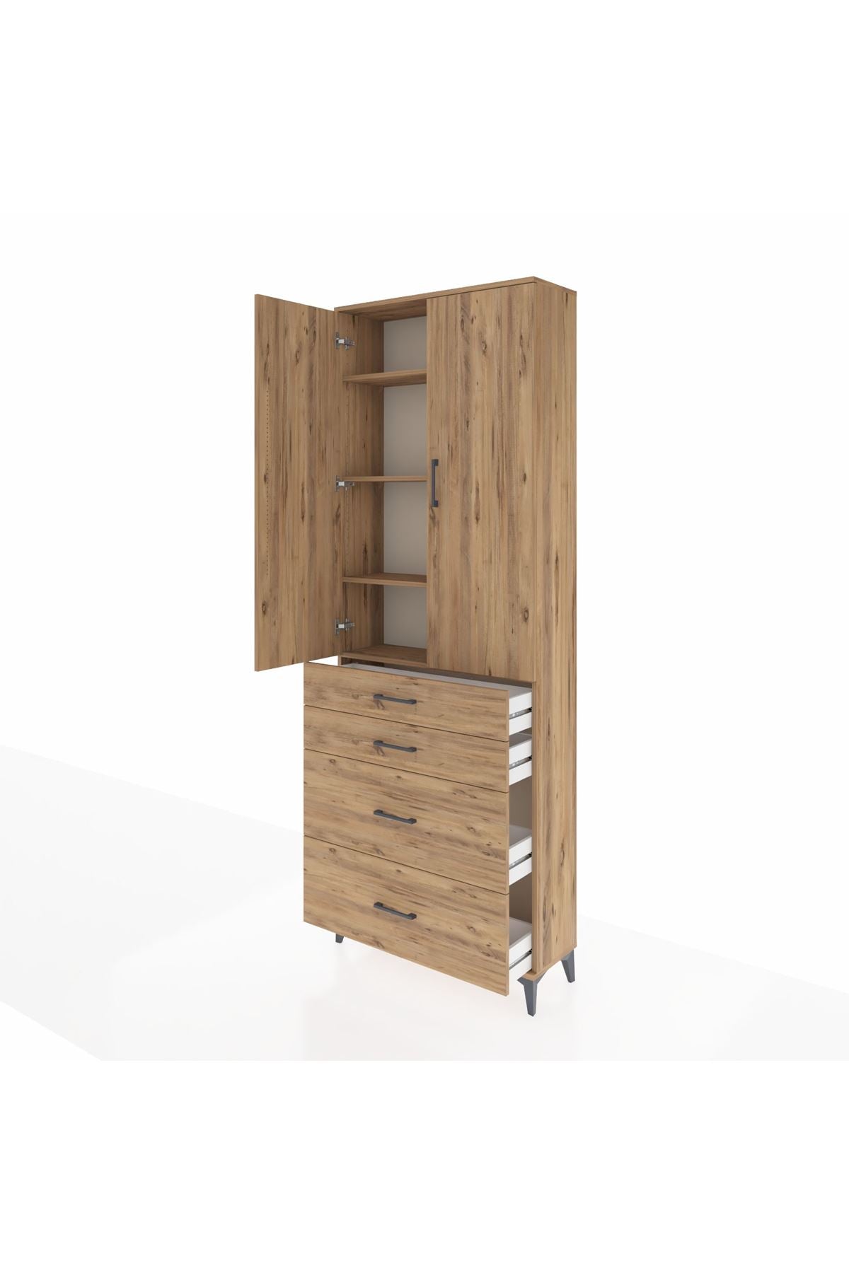 Arges Dolap 4 Raflı 4 Çekmeceli 2 Kapaklı 88x30x243 - S33M135V9A