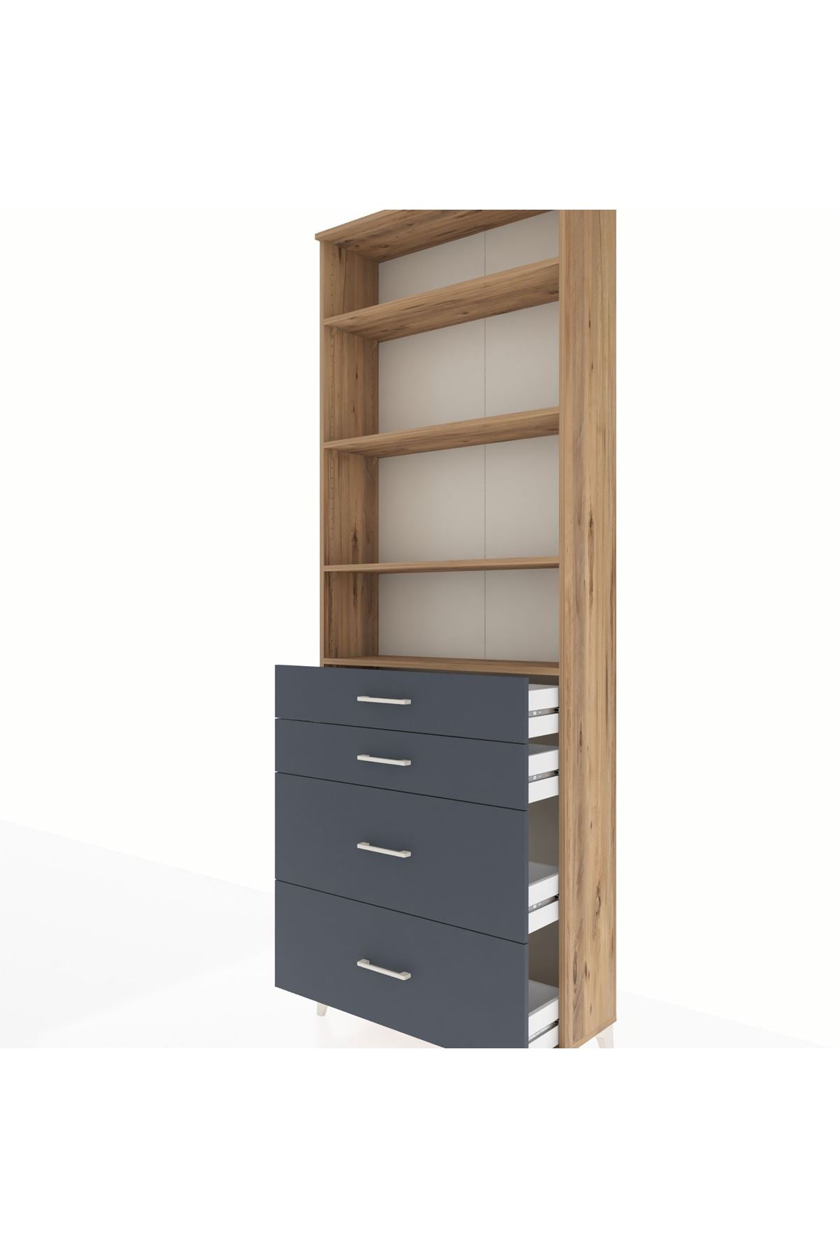 Arges Dolap 4 Raflı 4 Çekmeceli 88x30x243 - S33M136V8A