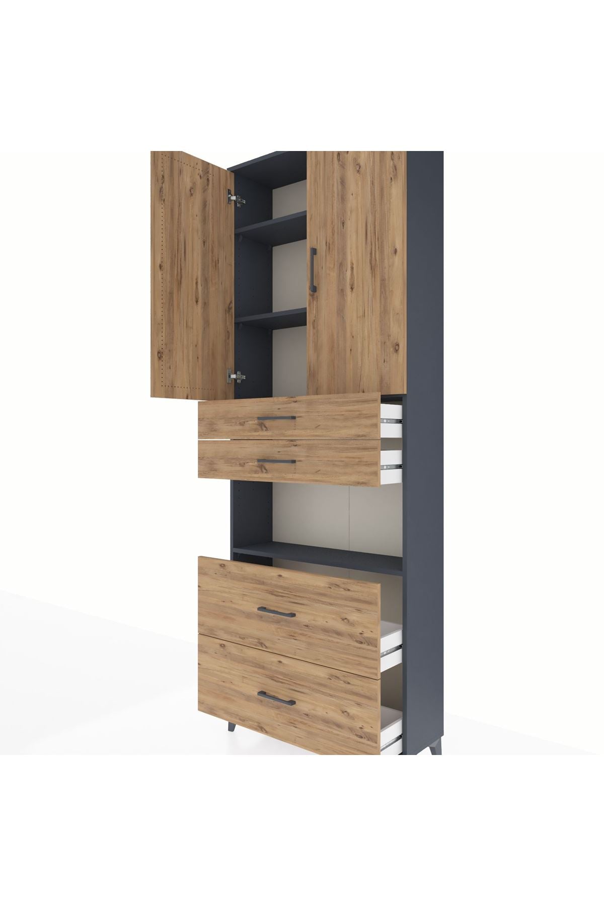 Arges Dolap 4 Raflı 4 Çekmeceli 2 Kapaklı 88x30x243 - S33M139V6A