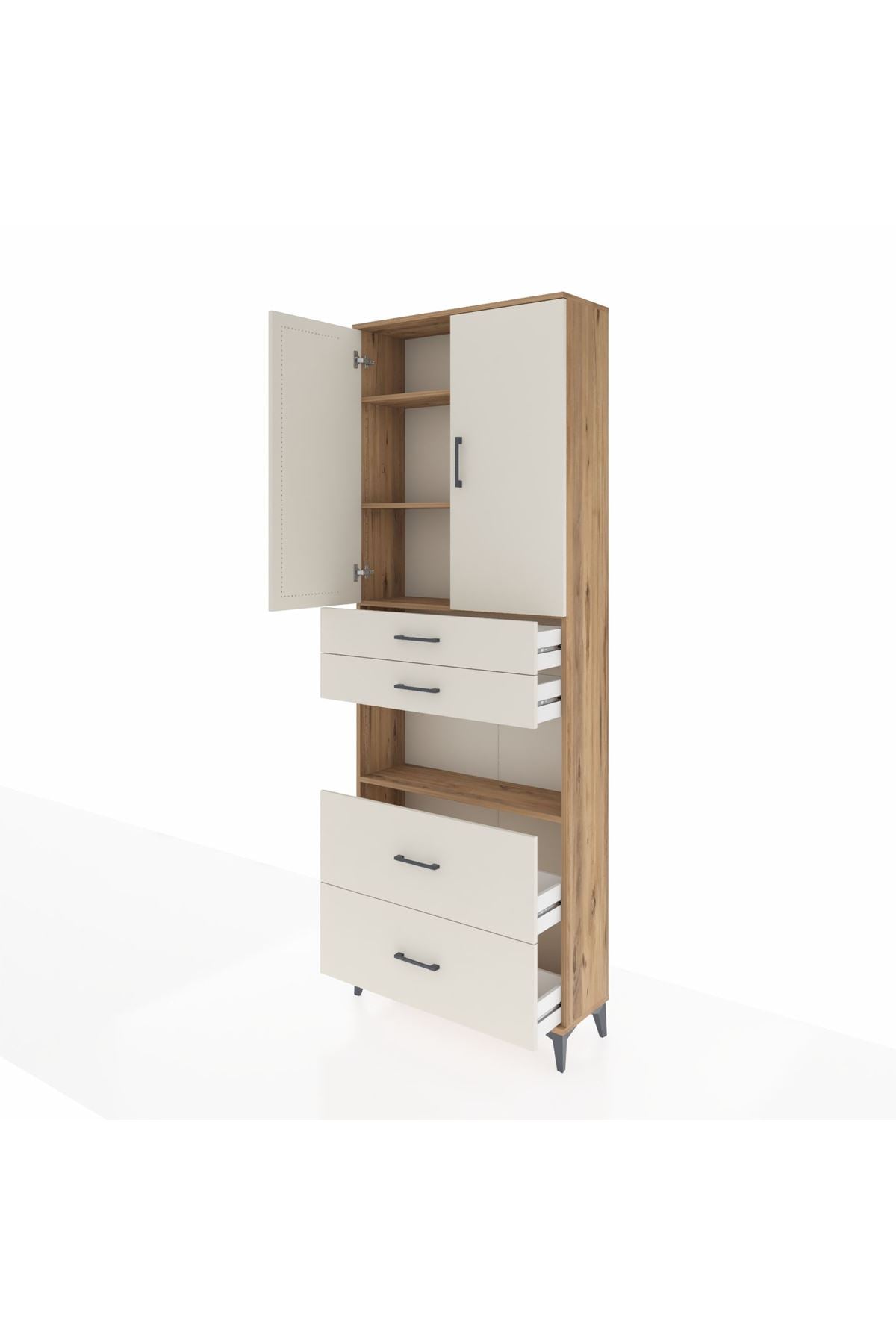 Arges Dolap 4 Raflı 4 Çekmeceli 2 Kapaklı 88x30x243 - S33M139V7A