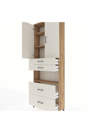 Arges Dolap 4 Raflı 4 Çekmeceli 2 Kapaklı 88x30x243 - S33M139V7A