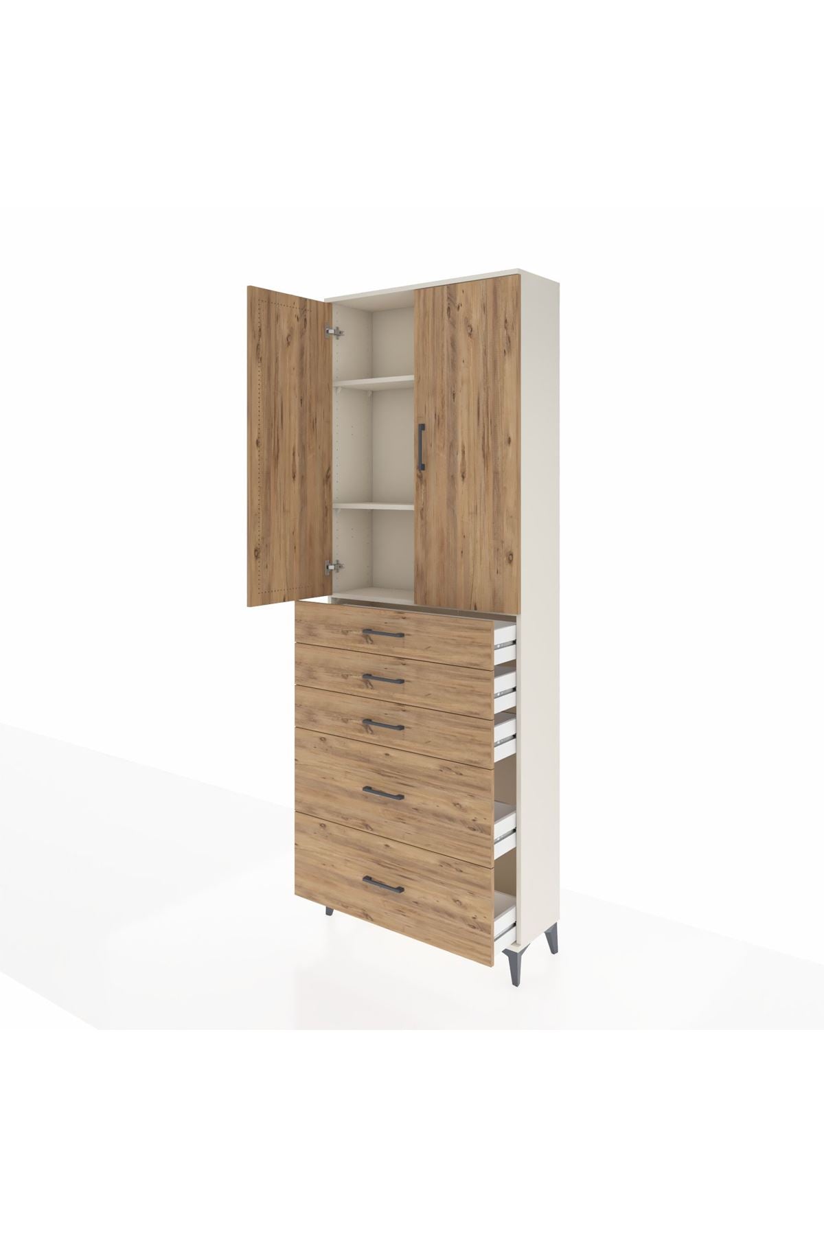 Arges Dolap 3 Raflı 5 Çekmeceli 2 Kapaklı 88x30x243 - S33M141V3A