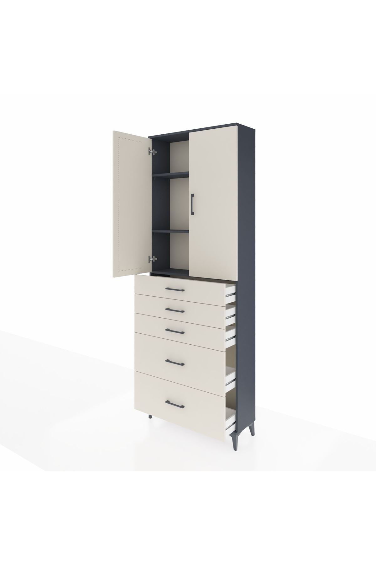 Arges Dolap 3 Raflı 5 Çekmeceli 2 Kapaklı 88x30x243 - S33M141V4A