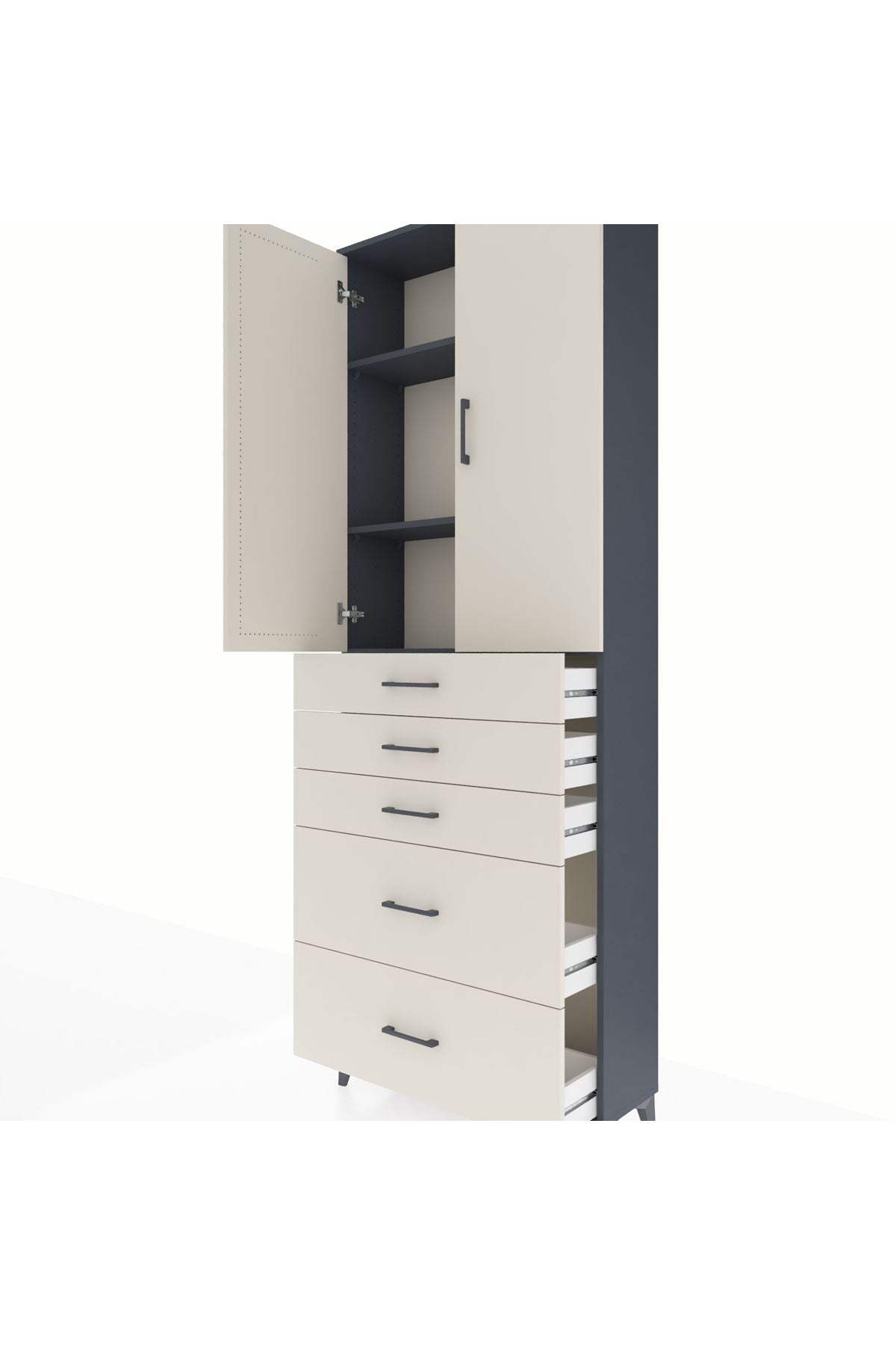 Arges Dolap 3 Raflı 5 Çekmeceli 2 Kapaklı 88x30x243 - S33M141V4A