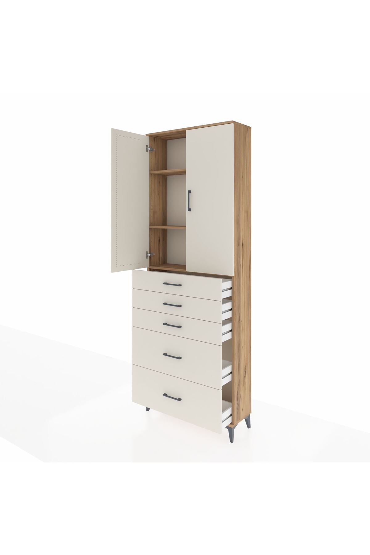 Arges Dolap 3 Raflı 5 Çekmeceli 2 Kapaklı 88x30x243 - S33M141V7A