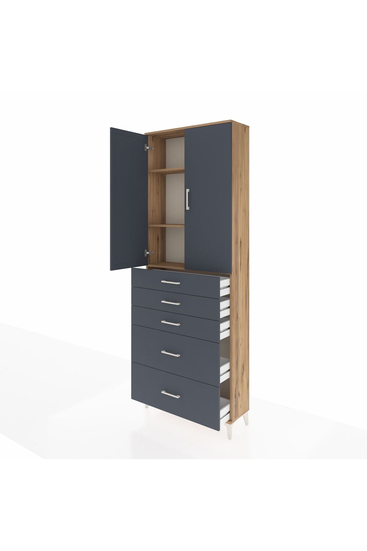 Arges Dolap 3 Raflı 5 Çekmeceli 2 Kapaklı 88x30x243 - S33M141V8A
