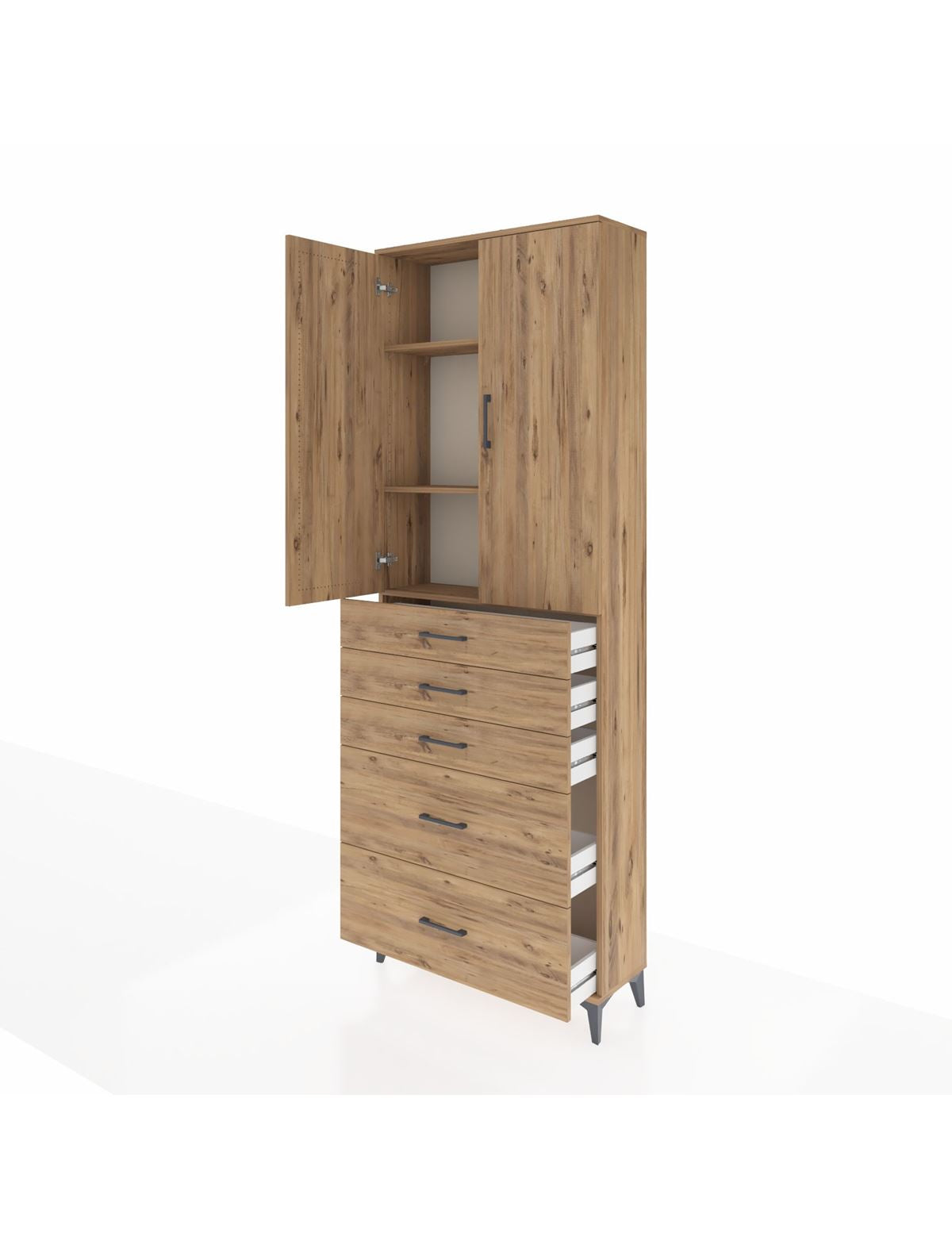 Arges Dolap 3 Raflı 5 Çekmeceli 2 Kapaklı 88x30x243 - S33M141V9A