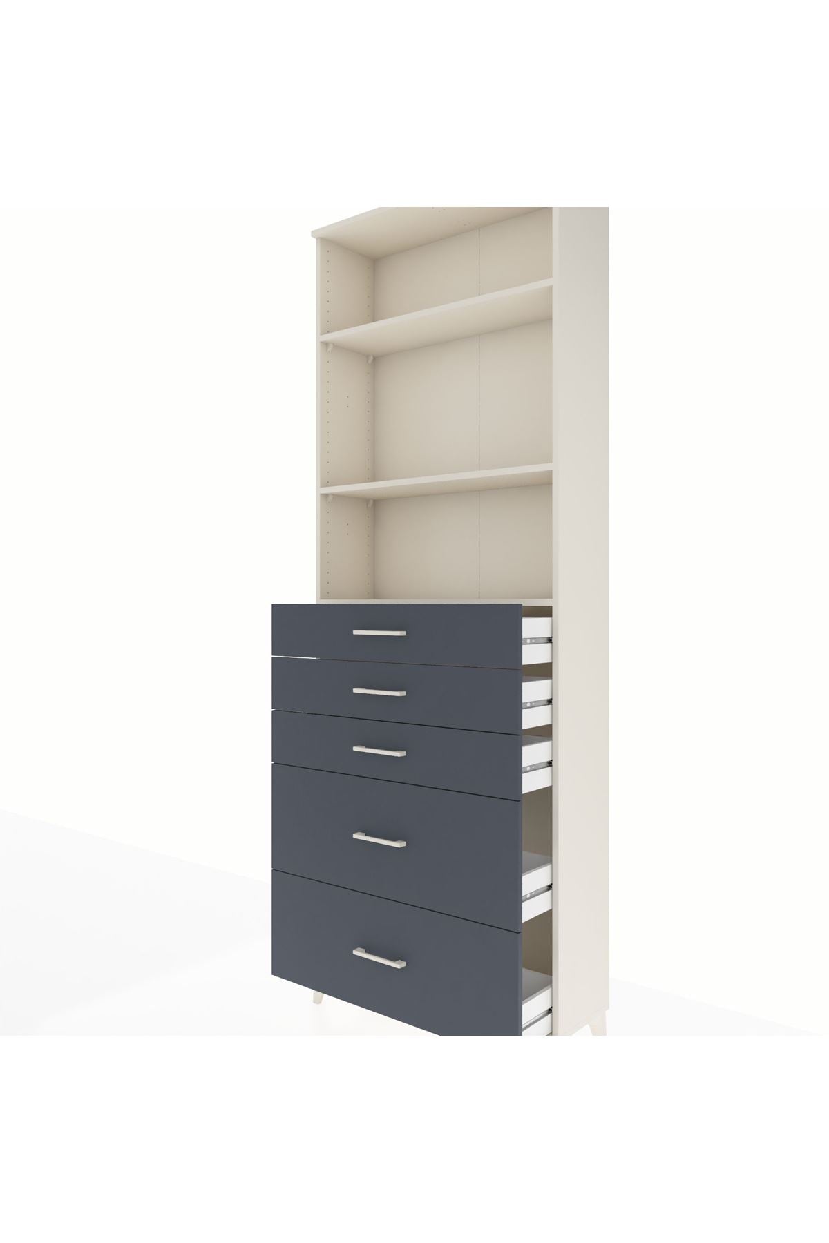 Arges Dolap 3 Raflı 5 Çekmeceli 88x30x243 - S33M142V2A