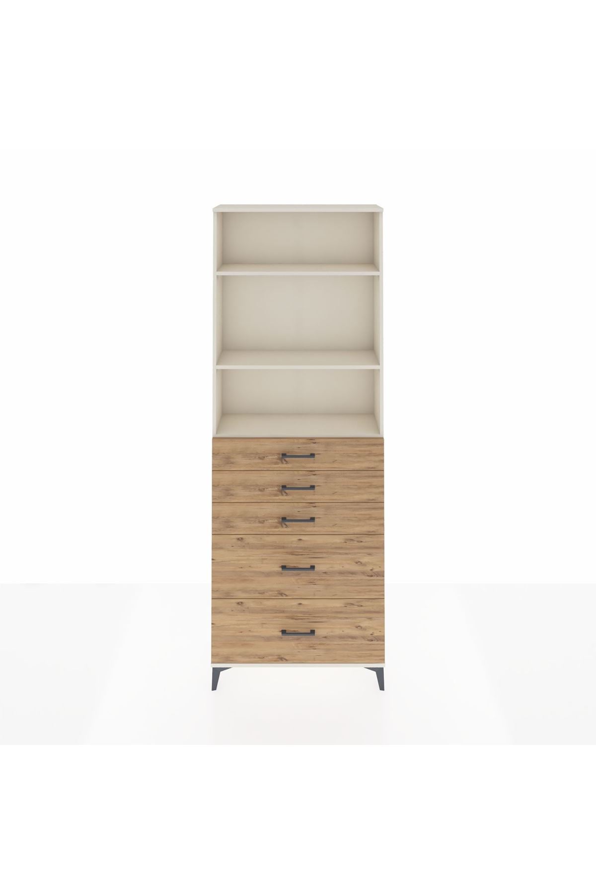 Arges Dolap 3 Raflı 5 Çekmeceli 88x30x243 - S33M142V3A