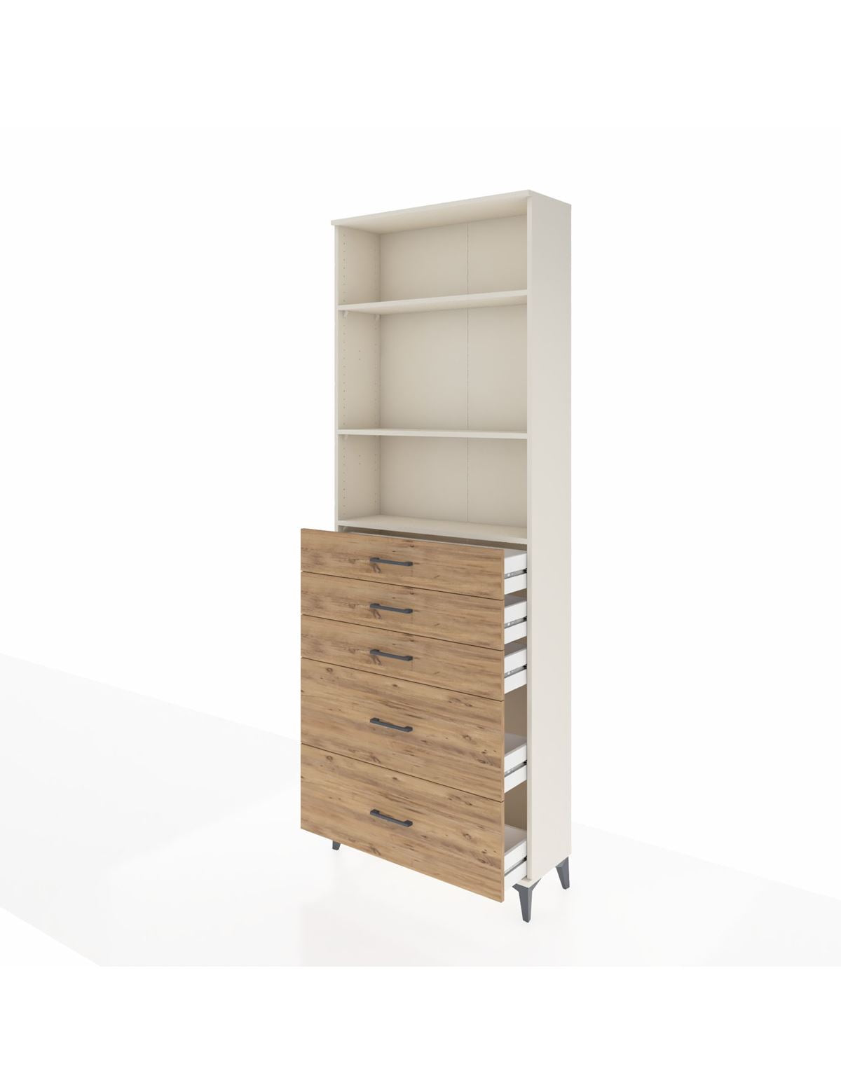 Arges Dolap 3 Raflı 5 Çekmeceli 88x30x243 - S33M142V3A