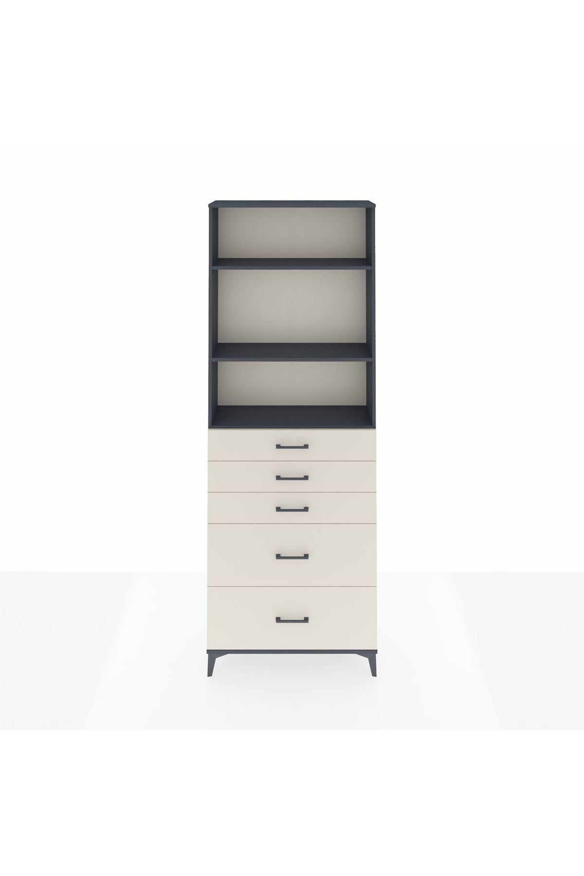 Arges Dolap 3 Raflı 5 Çekmeceli 88x30x243 - S33M142V4A
