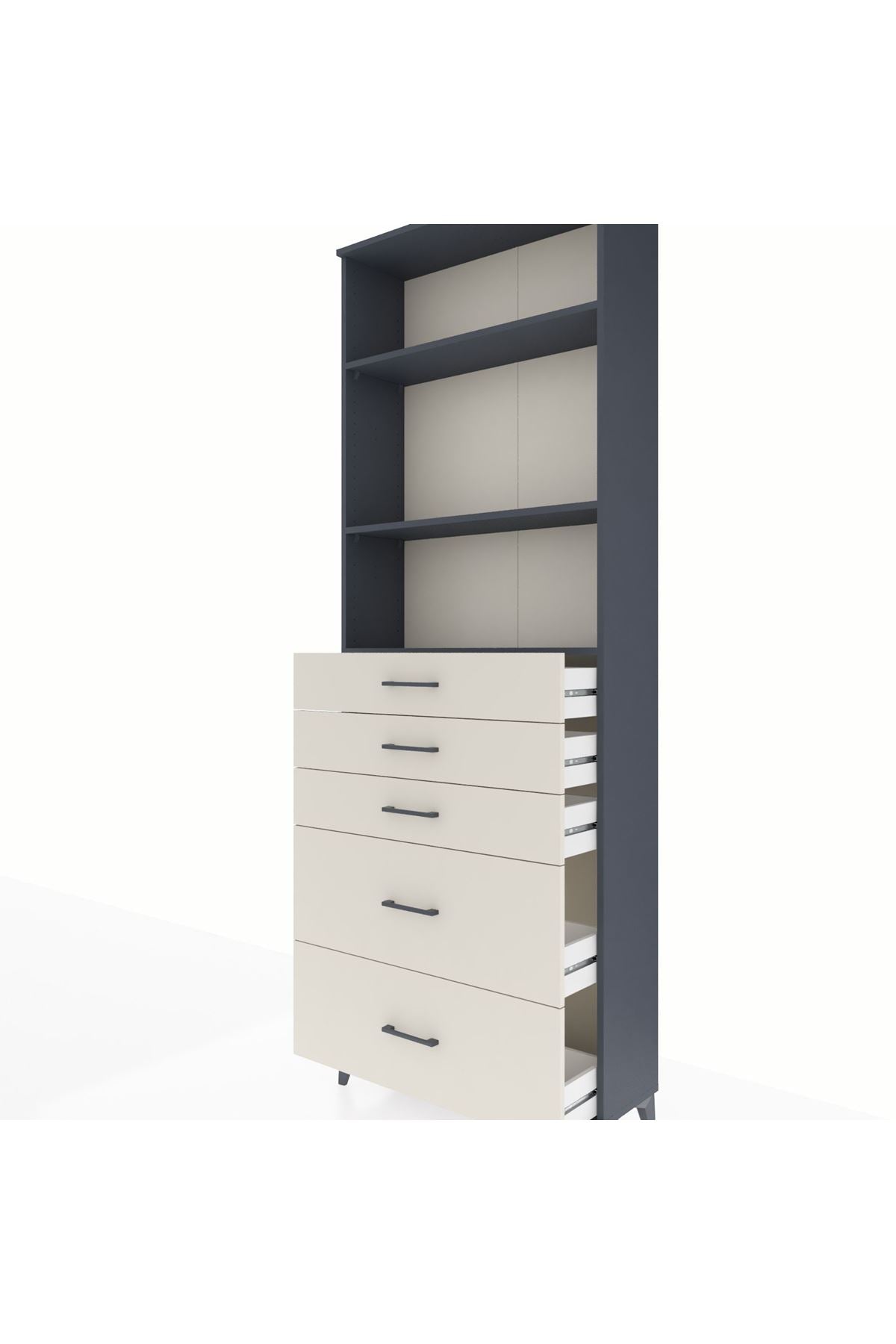 Arges Dolap 3 Raflı 5 Çekmeceli 88x30x243 - S33M142V4A