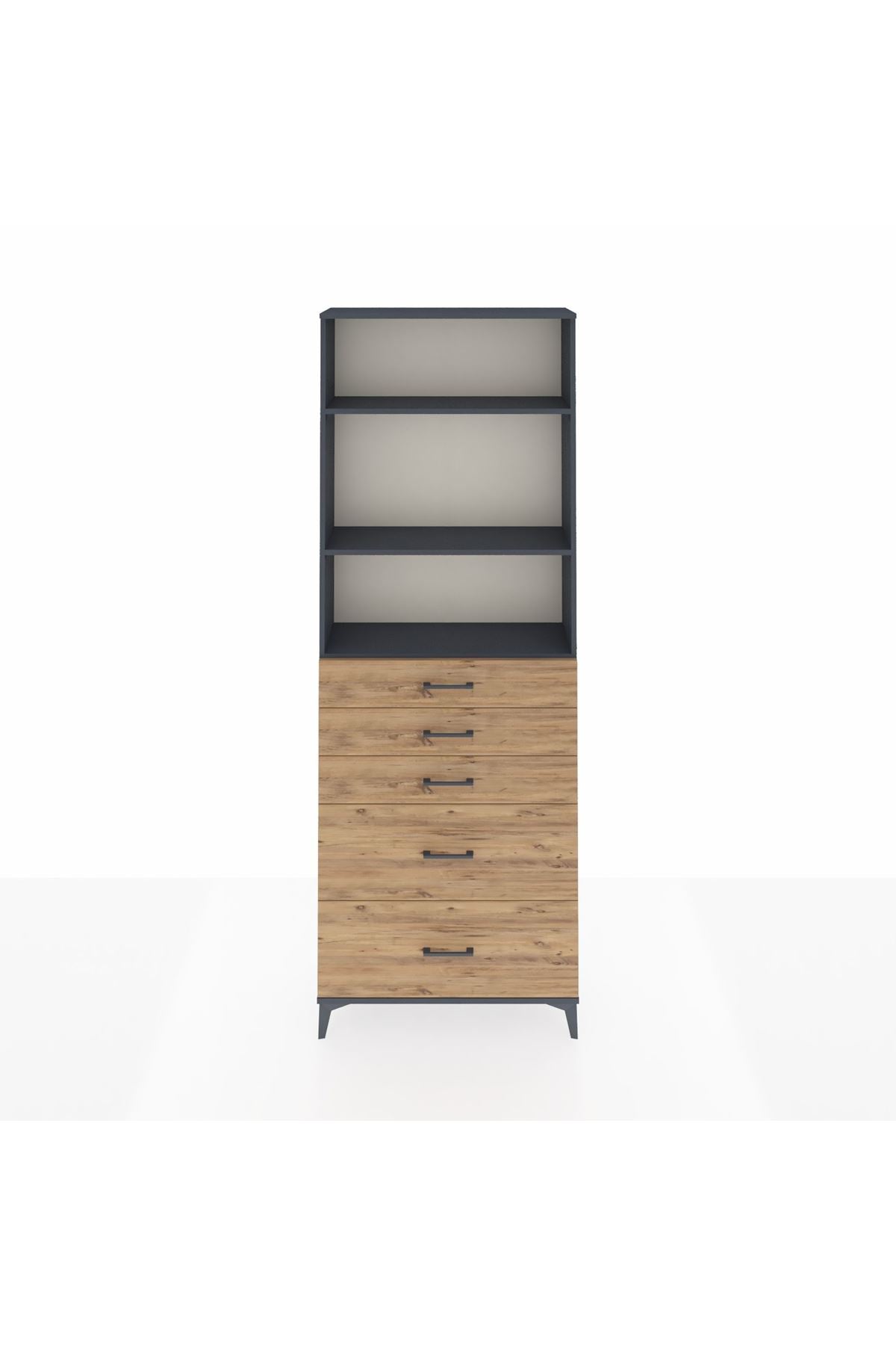 Arges Dolap 3 Raflı 5 Çekmeceli 88x30x243 - S33M142V6A