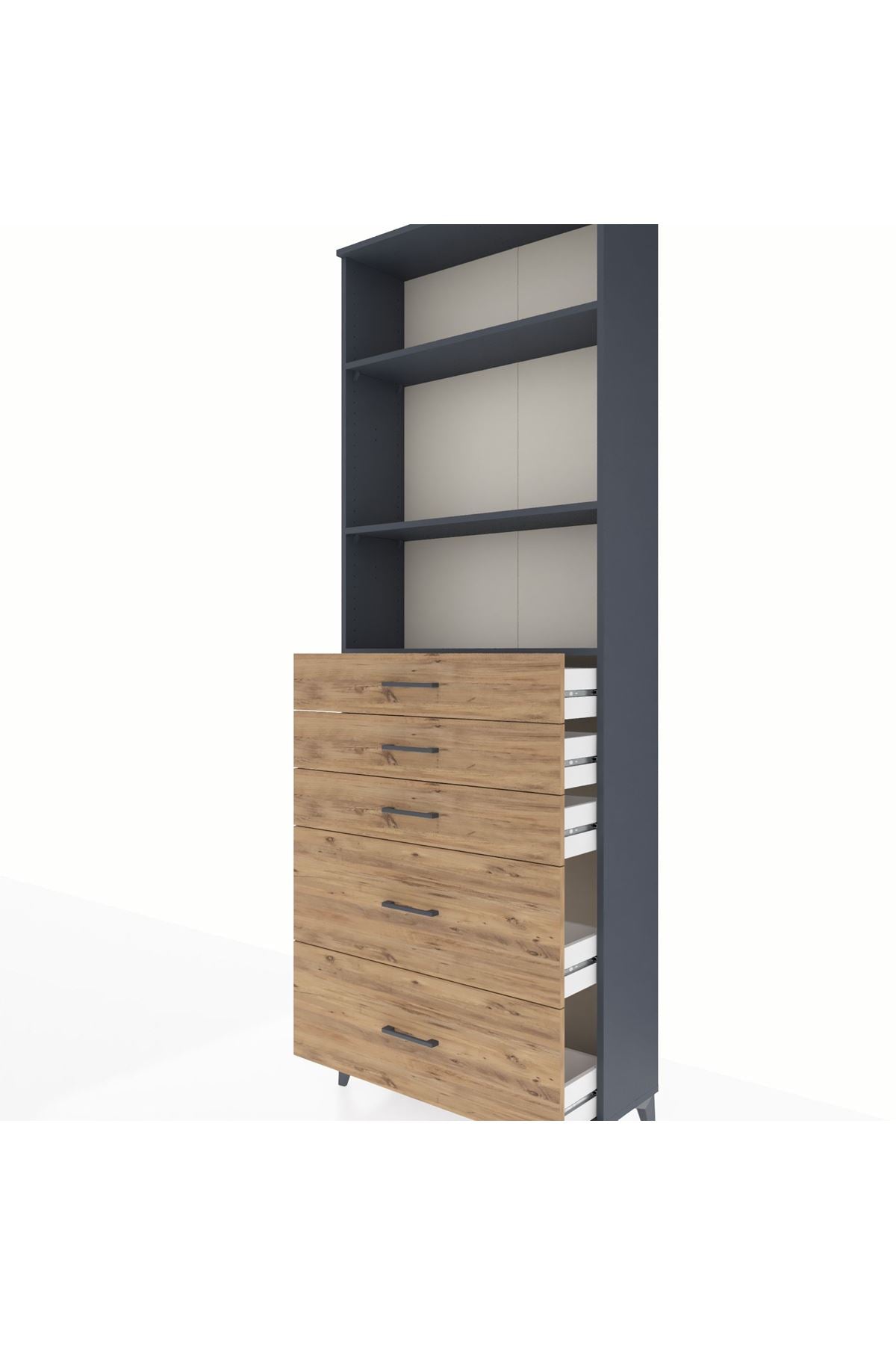 Arges Dolap 3 Raflı 5 Çekmeceli 88x30x243 - S33M142V6A
