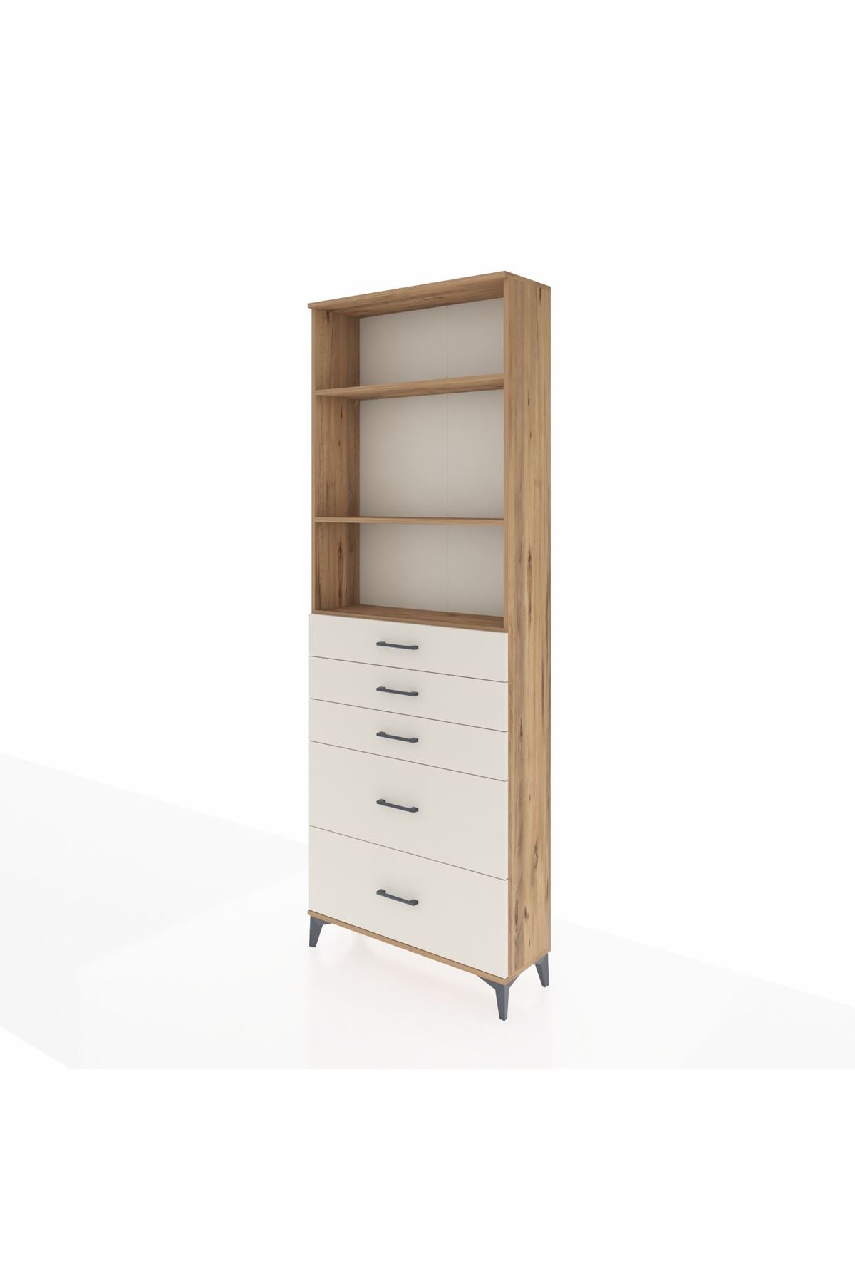 Arges Dolap 3 Raflı 5 Çekmeceli 88x30x243 - S33M142V7A