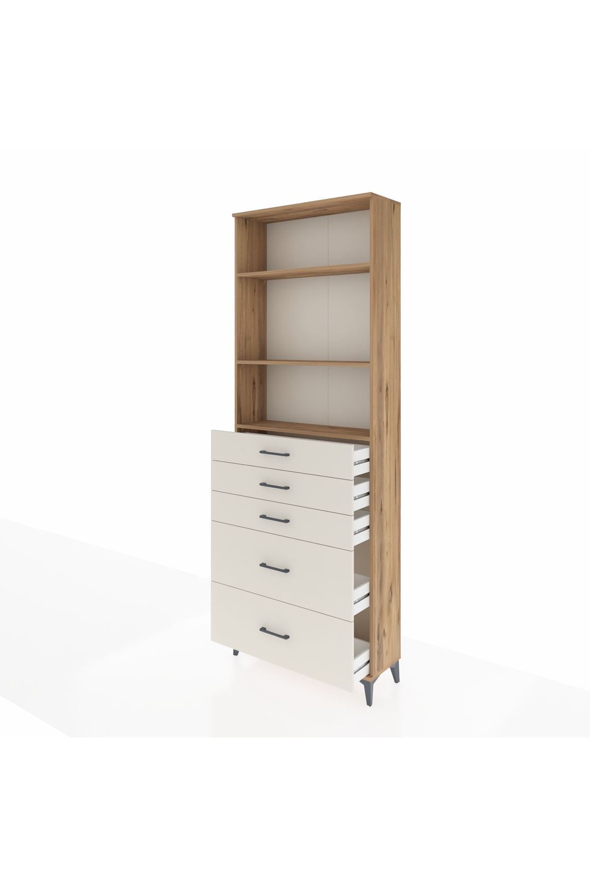 Arges Dolap 3 Raflı 5 Çekmeceli 88x30x243 - S33M142V7A