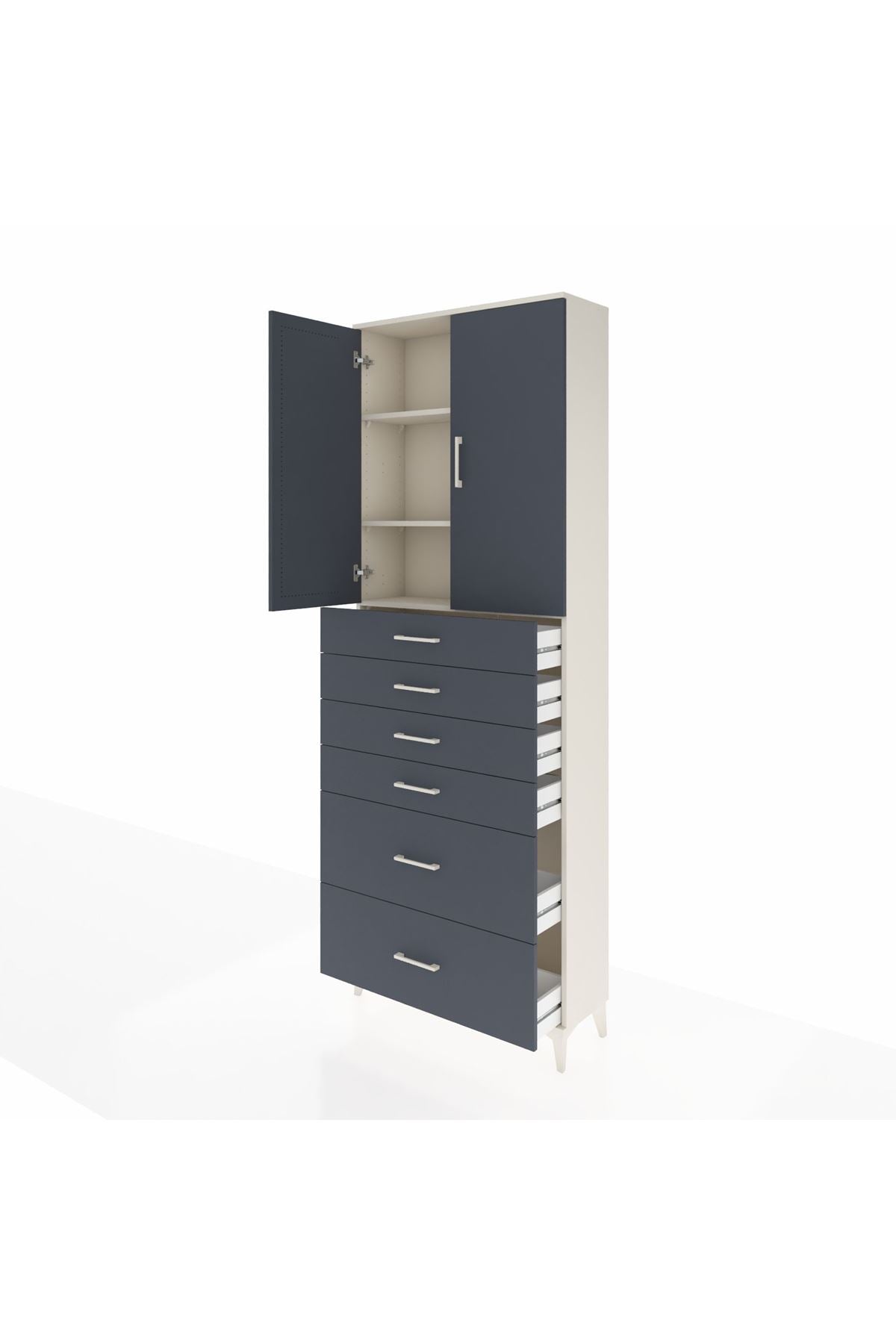 Arges Dolap 3 Raflı 6 Çekmeceli 2 Kapaklı 88x30x243 - S33M143V2A