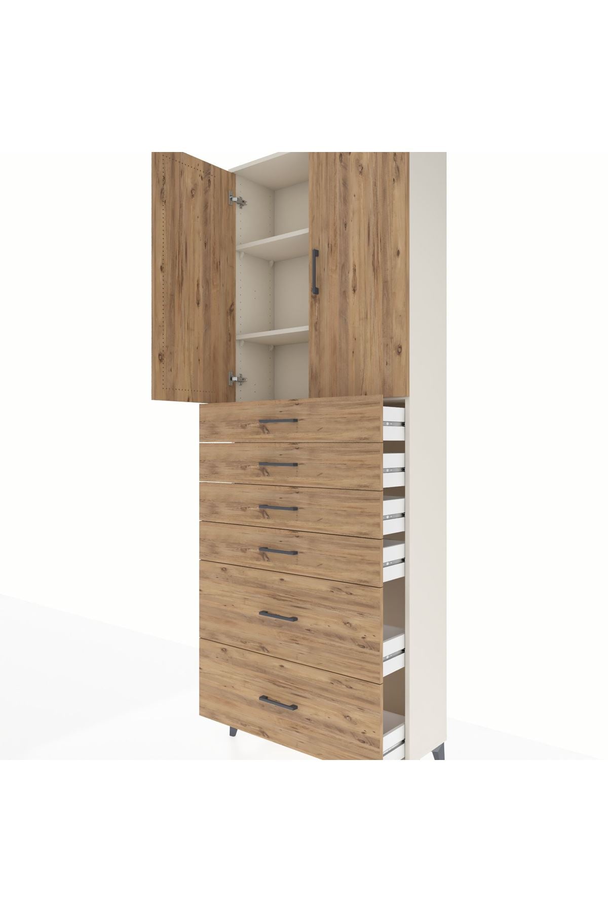 Arges Dolap 3 Raflı 6 Çekmeceli 2 Kapaklı 88x30x243 - S33M143V3A