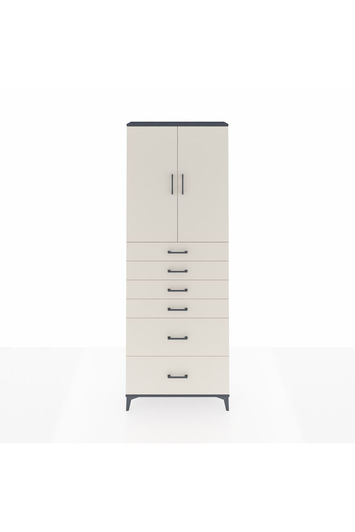 Arges Dolap 3 Raflı 6 Çekmeceli 2 Kapaklı 88x30x243 - S33M143V4A