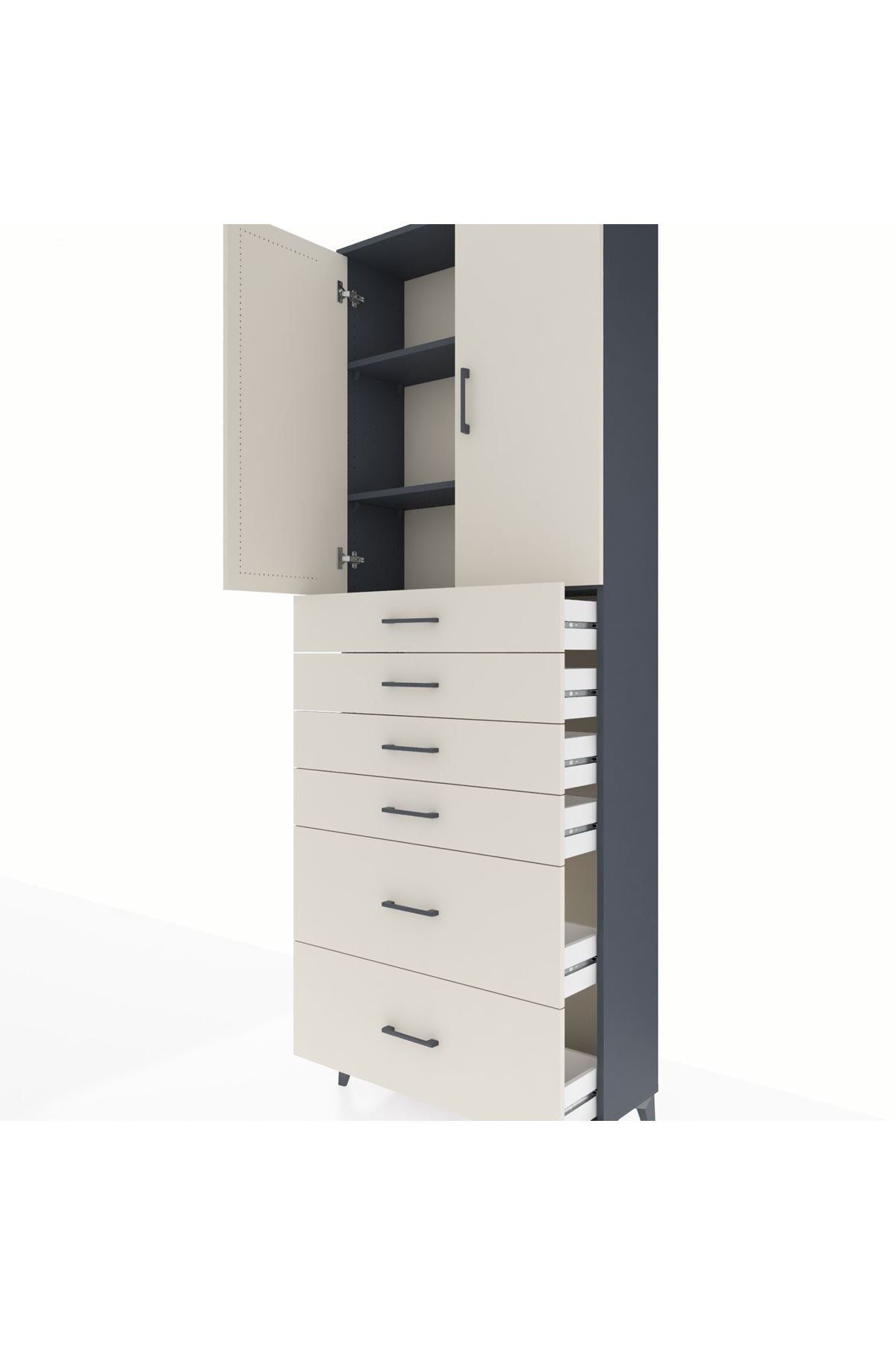 Arges Dolap 3 Raflı 6 Çekmeceli 2 Kapaklı 88x30x243 - S33M143V4A