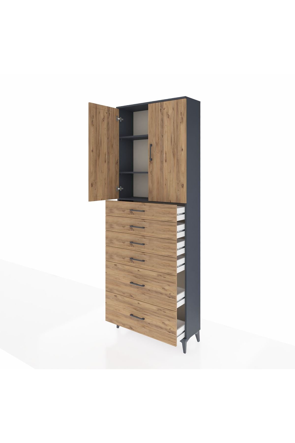 Arges Dolap 3 Raflı 6 Çekmeceli 2 Kapaklı 88x30x243 - S33M143V6A