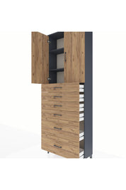 Arges Dolap 3 Raflı 6 Çekmeceli 2 Kapaklı 88x30x243 - S33M143V6A
