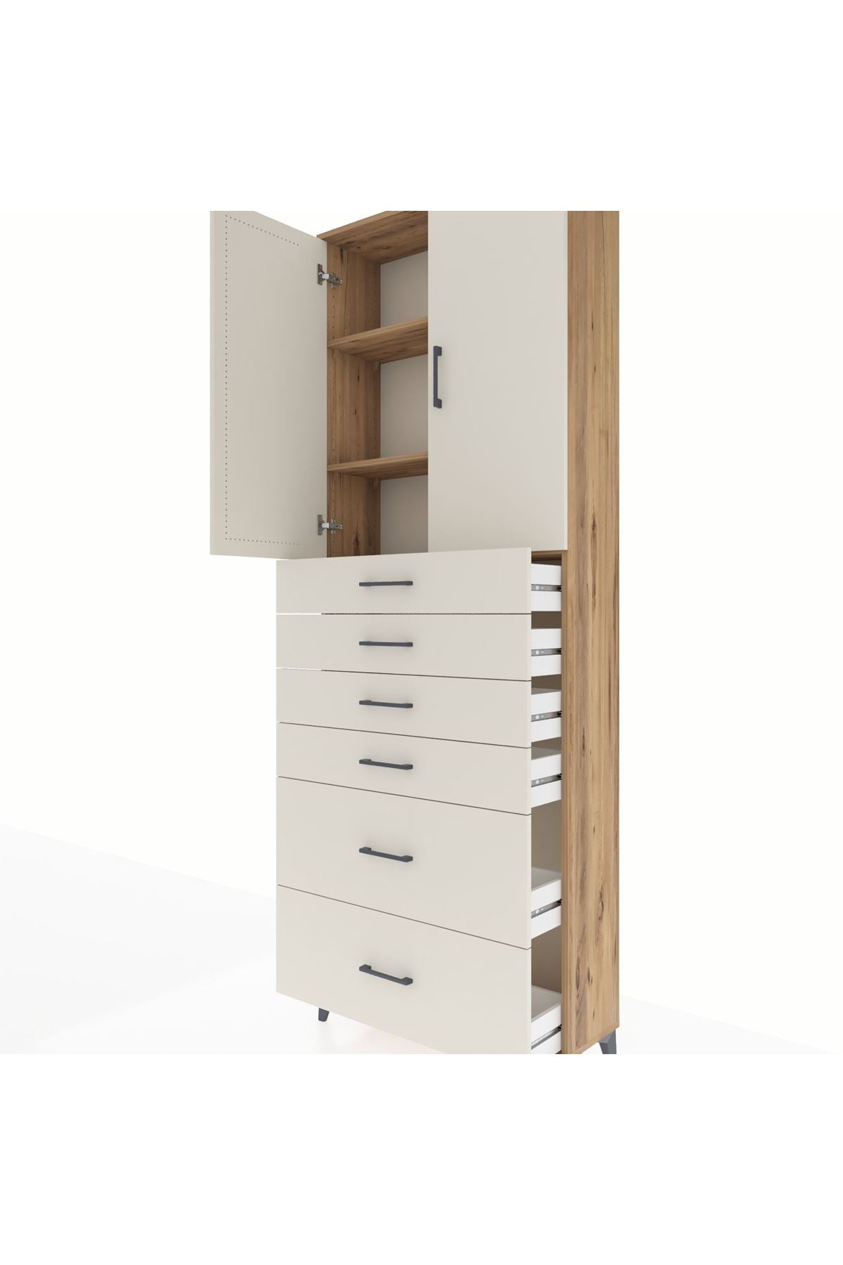 Arges Dolap 3 Raflı 6 Çekmeceli 2 Kapaklı 88x30x243 - S33M143V7A