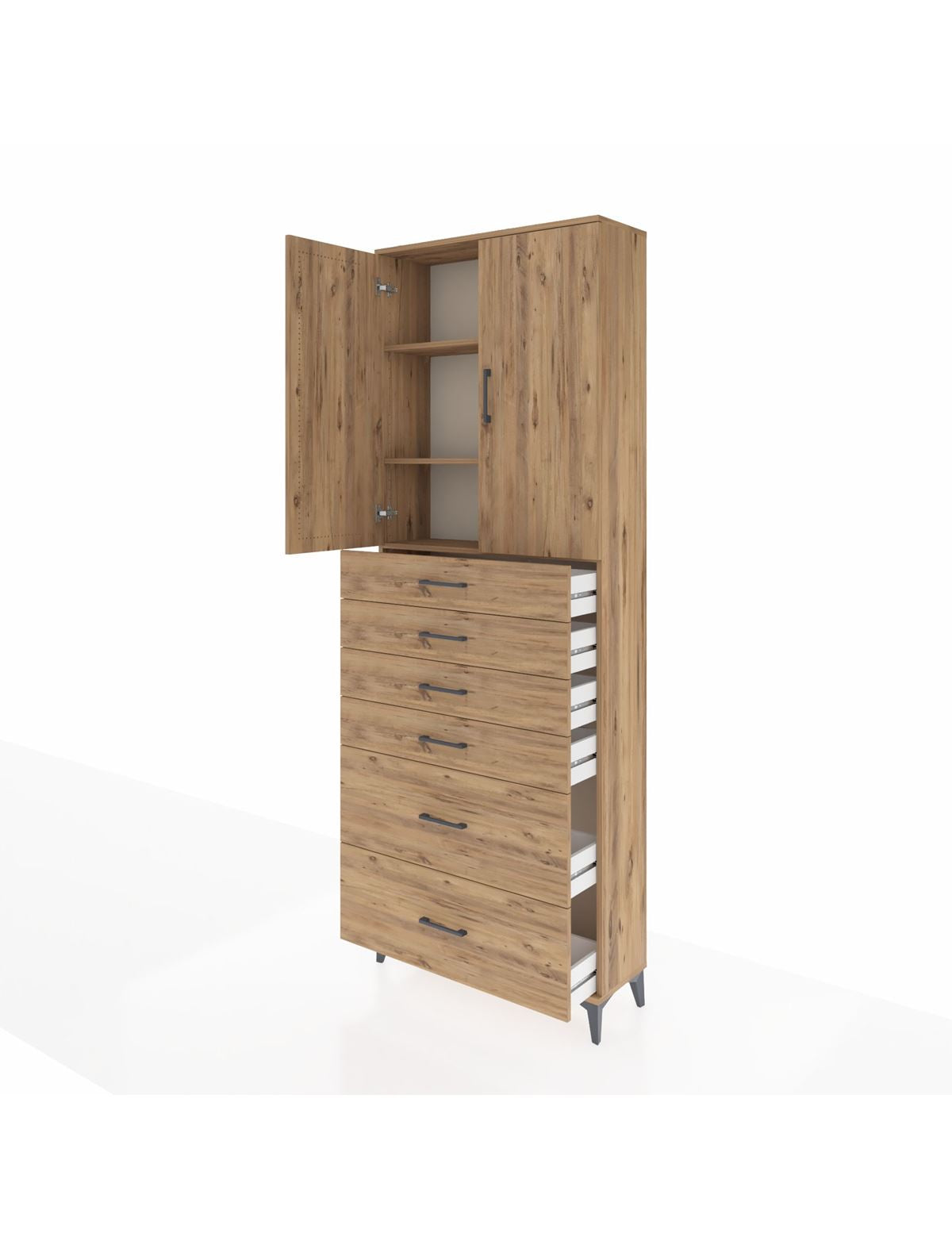 Arges Dolap 3 Raflı 6 Çekmeceli 2 Kapaklı 88x30x243 - S33M143V9A