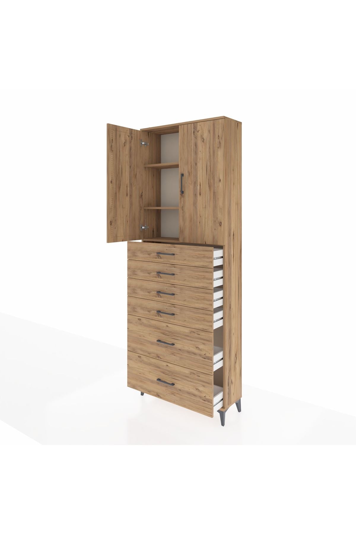 Arges Dolap 3 Raflı 6 Çekmeceli 2 Kapaklı 88x30x243 - S33M143V9A