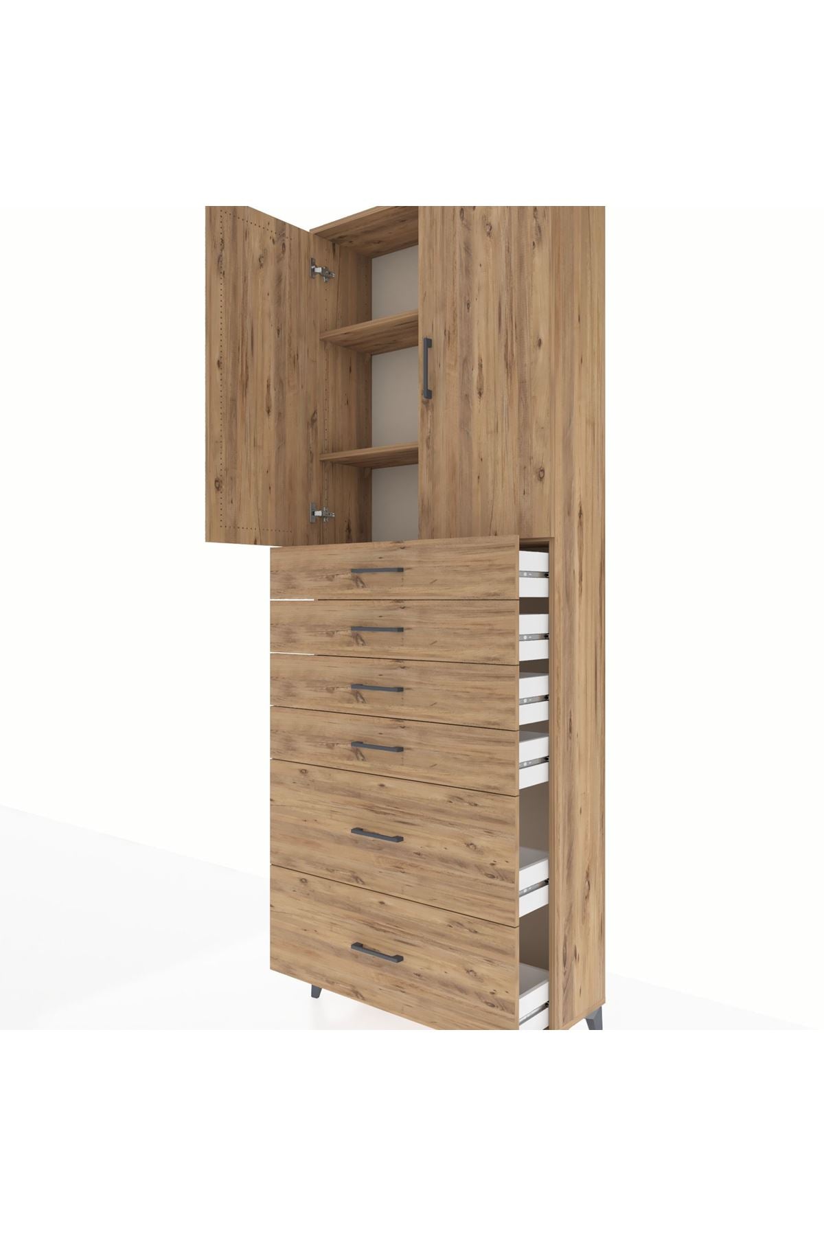 Arges Dolap 3 Raflı 6 Çekmeceli 2 Kapaklı 88x30x243 - S33M143V9A